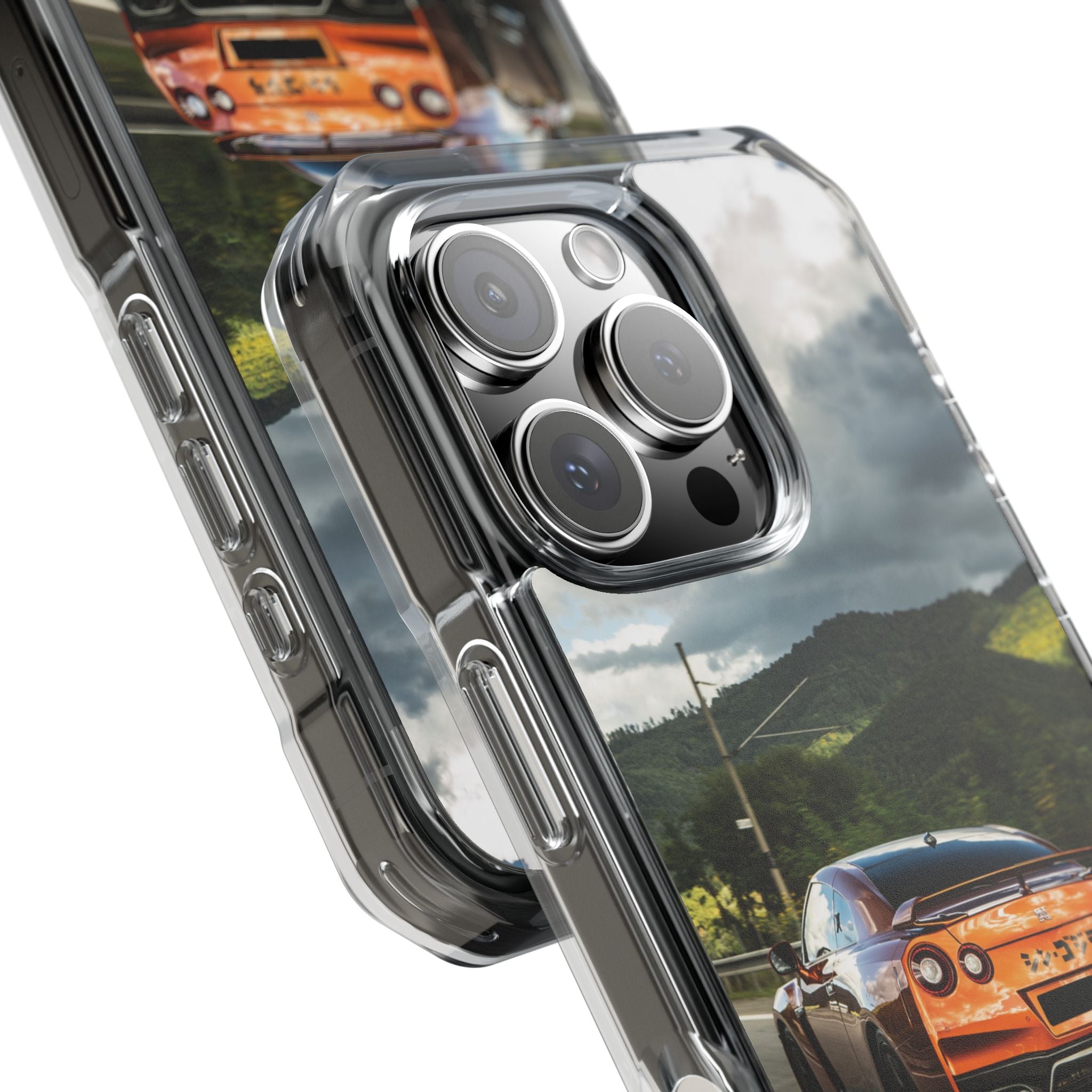 Racing Vibes Clear Magnetic Phone Case — Fast Car Design