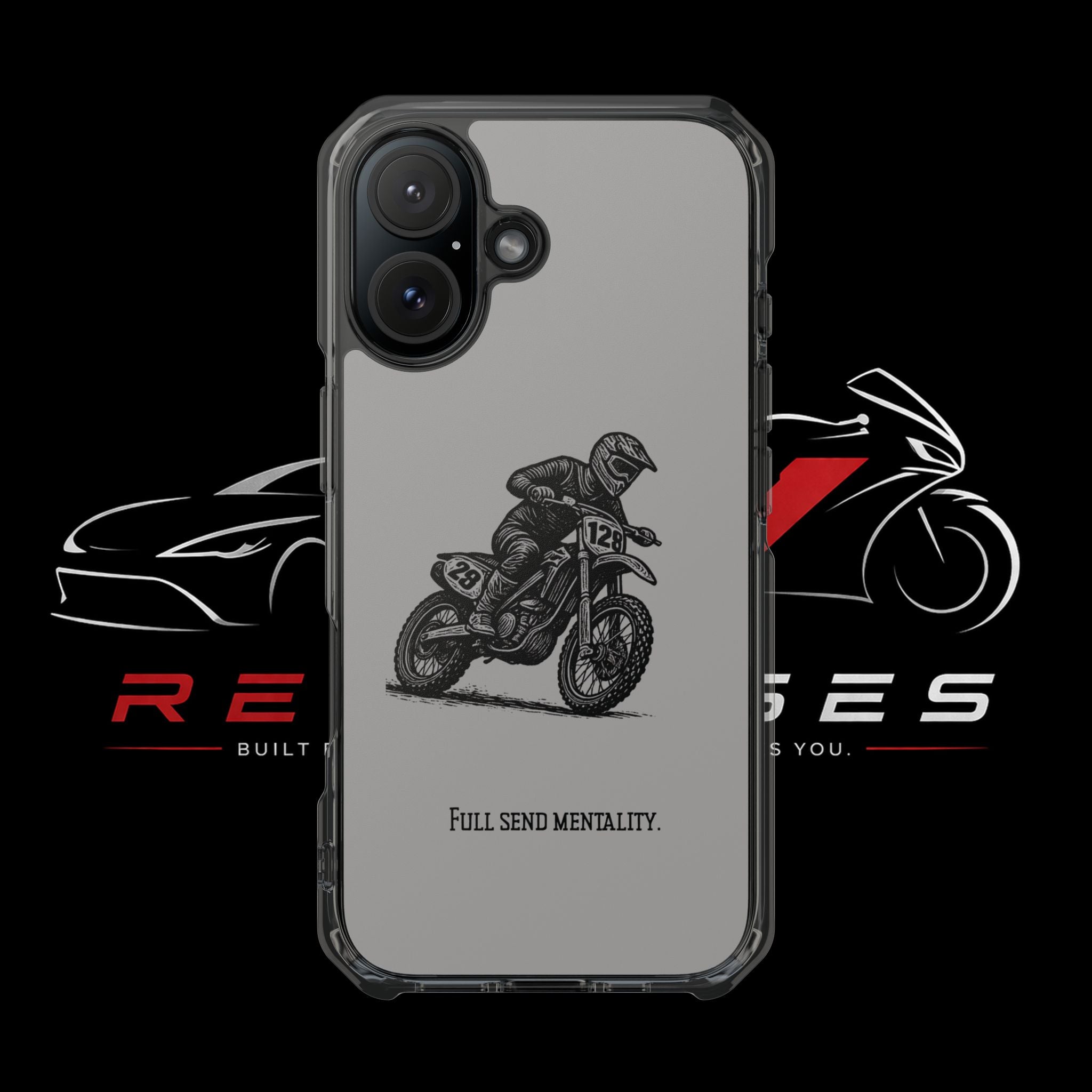 Dirt Bike Cornering Phone Case — Magnetic Clear Impact Case