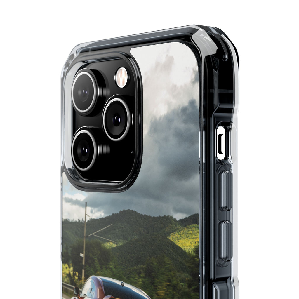 Racing Vibes Clear Magnetic Phone Case — Fast Car Design