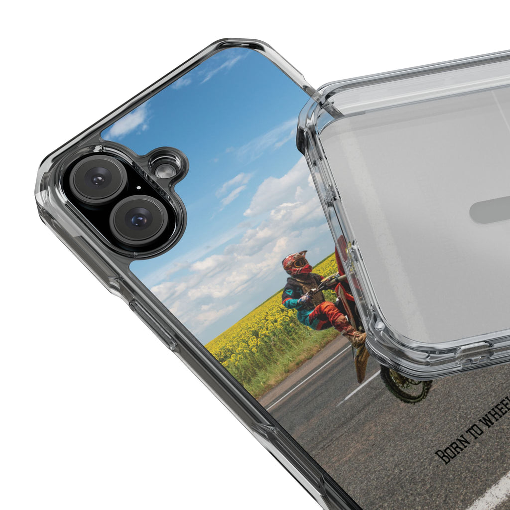 Dirt Bike Wheelie Phone Case — Magnetic Clear Impact Case