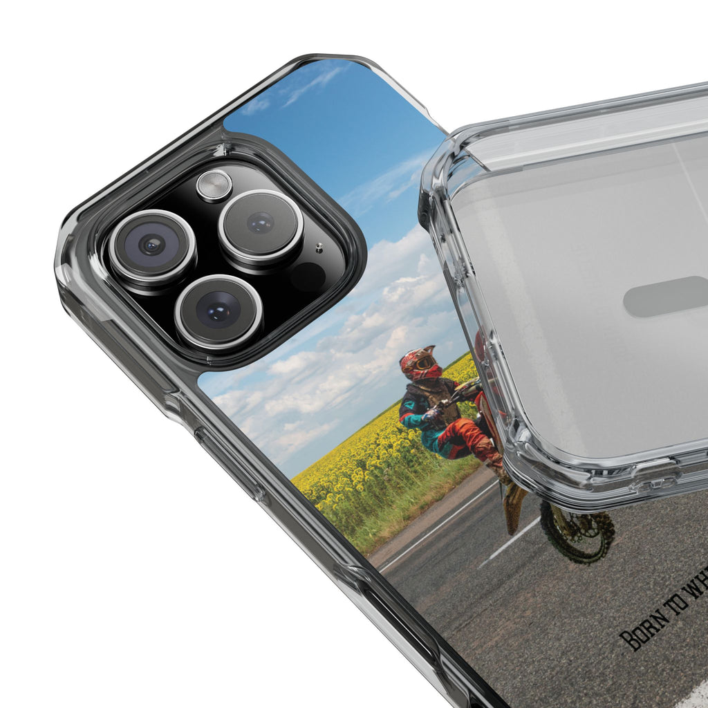 Dirt Bike Wheelie Phone Case — Magnetic Clear Impact Case