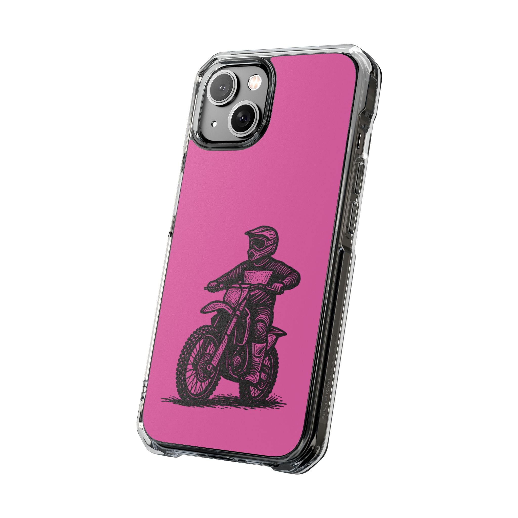 Linocut Dirt Bike Phone Case — Magnetic Clear Impact Case