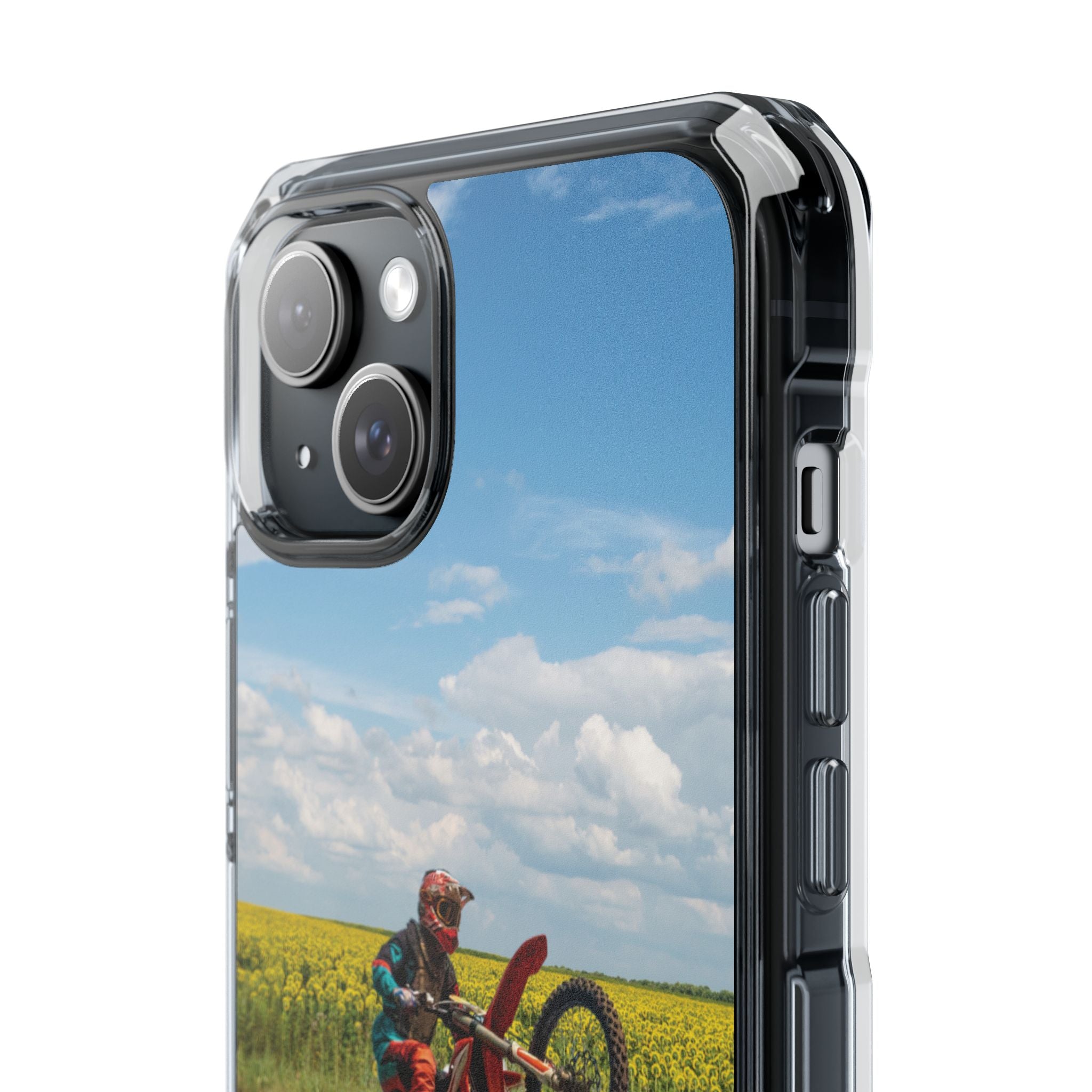 Dirt Bike Wheelie Phone Case — Magnetic Clear Impact Case