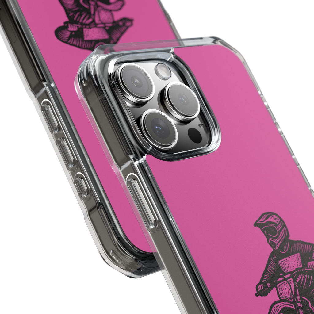 Linocut Dirt Bike Phone Case — Magnetic Clear Impact Case