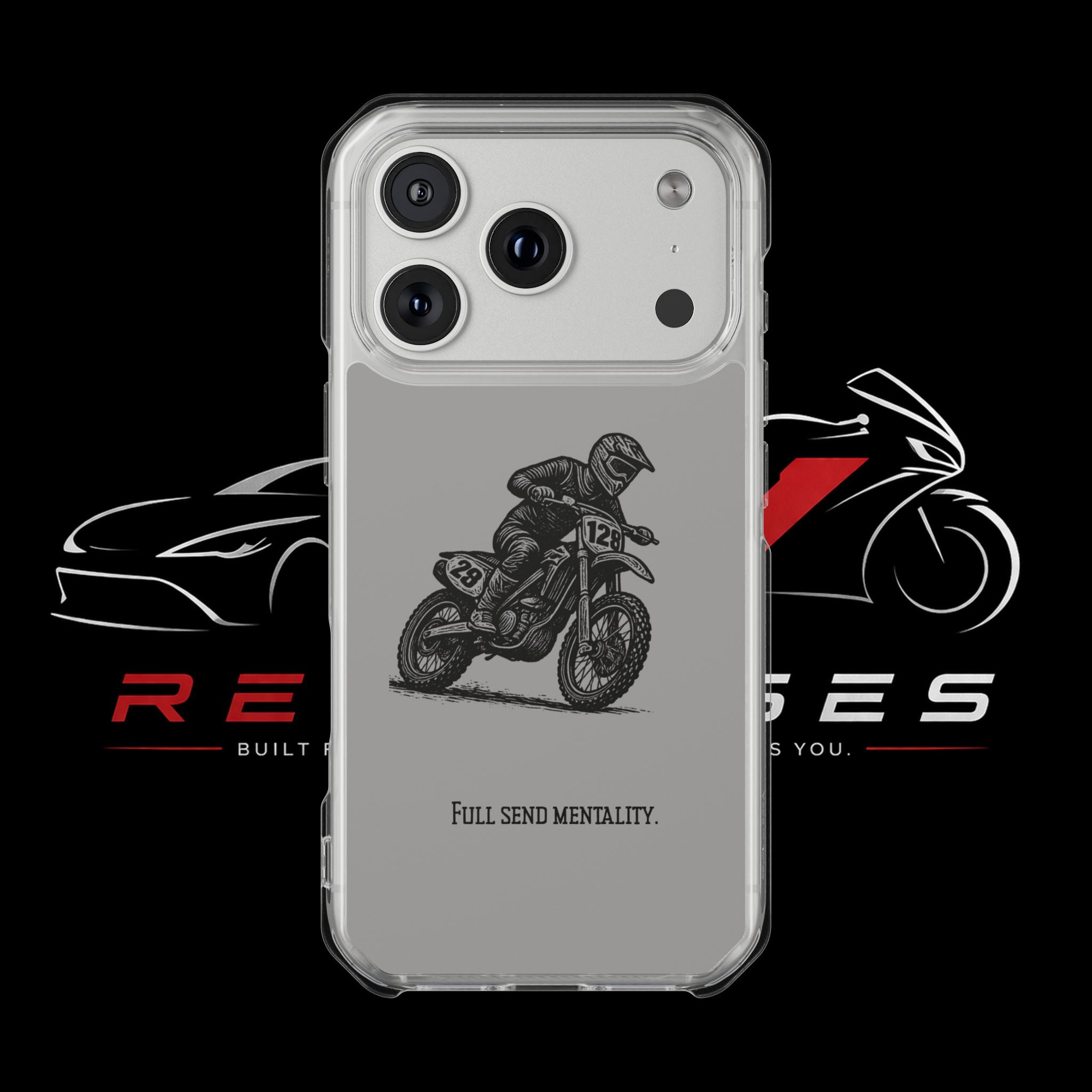 Dirt Bike Cornering Phone Case — Magnetic Clear Impact Case