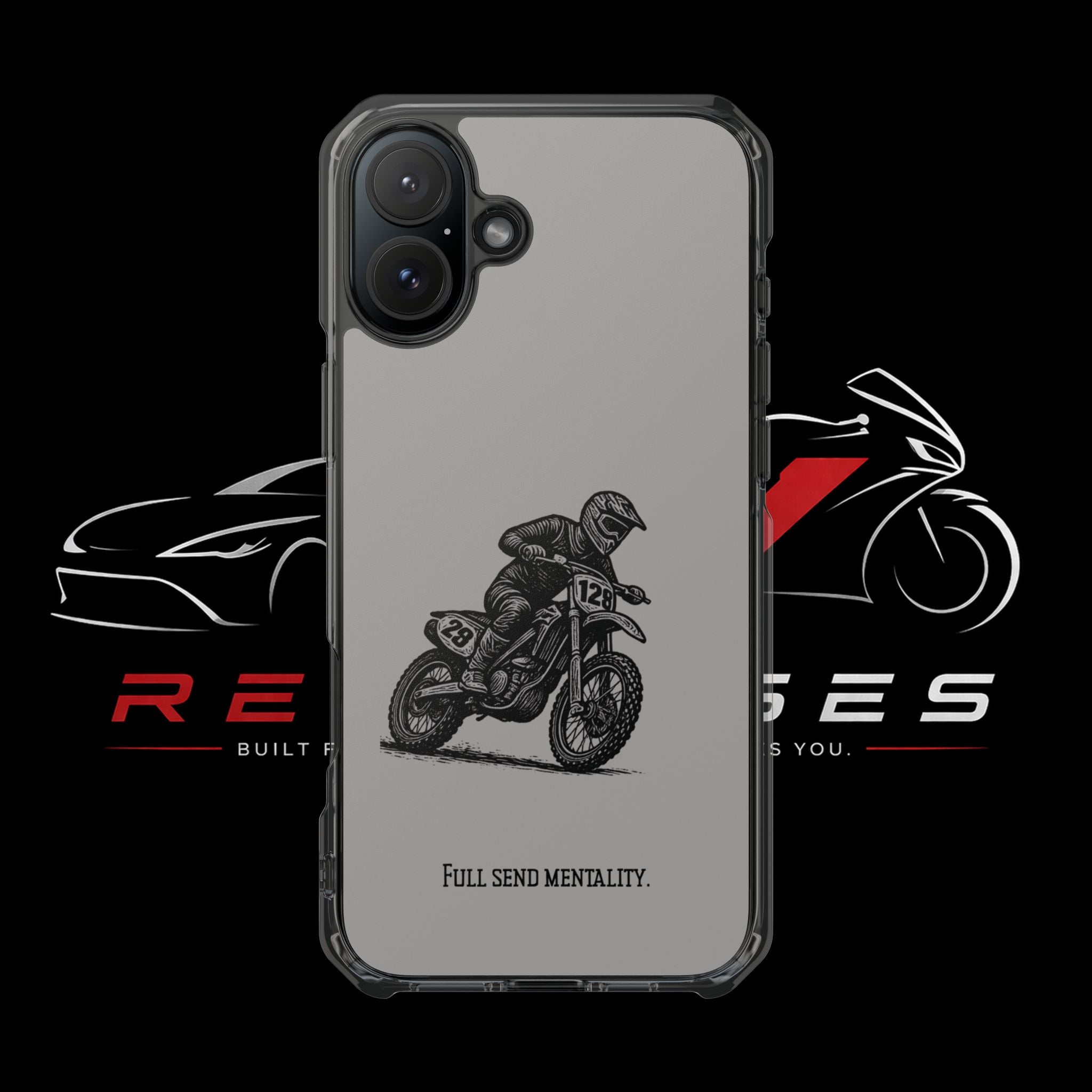 Dirt Bike Cornering Phone Case — Magnetic Clear Impact Case