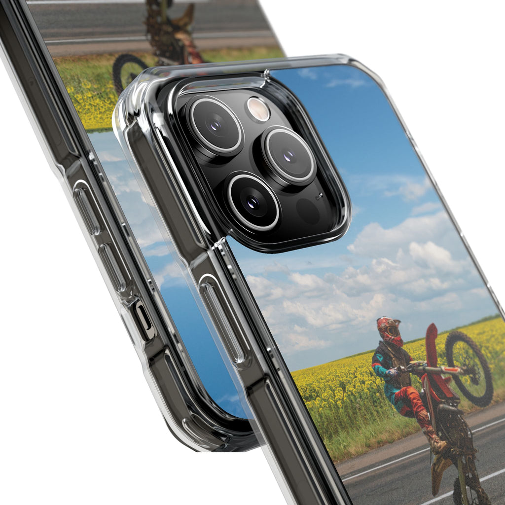 Dirt Bike Wheelie Phone Case — Magnetic Clear Impact Case