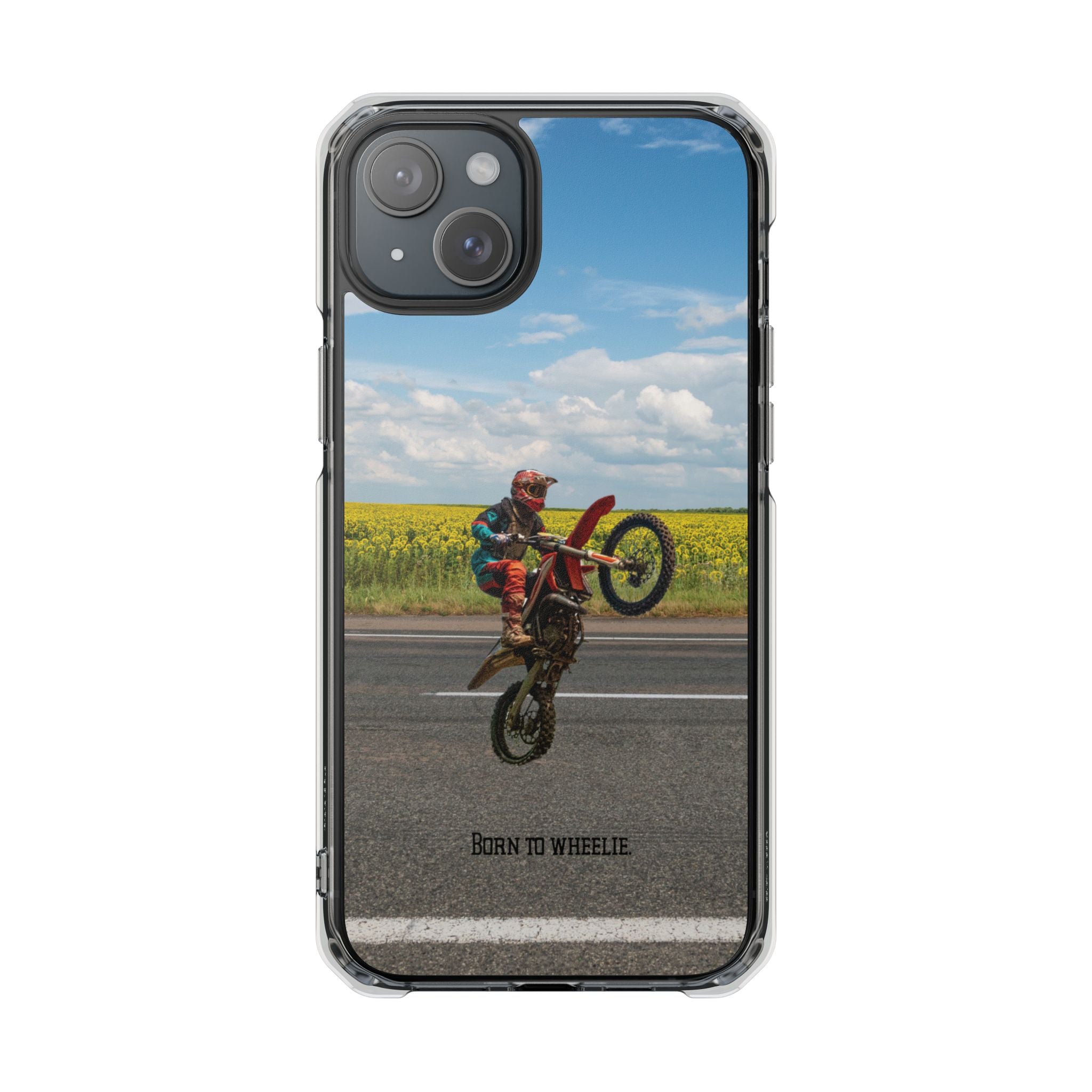 Dirt Bike Wheelie Phone Case — Magnetic Clear Impact Case