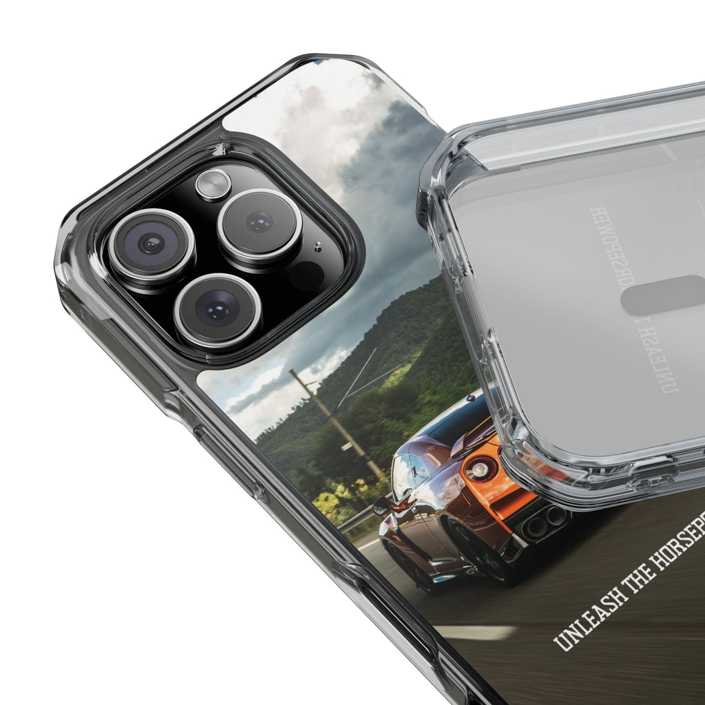 Racing Vibes Clear Magnetic Phone Case — Fast Car Design