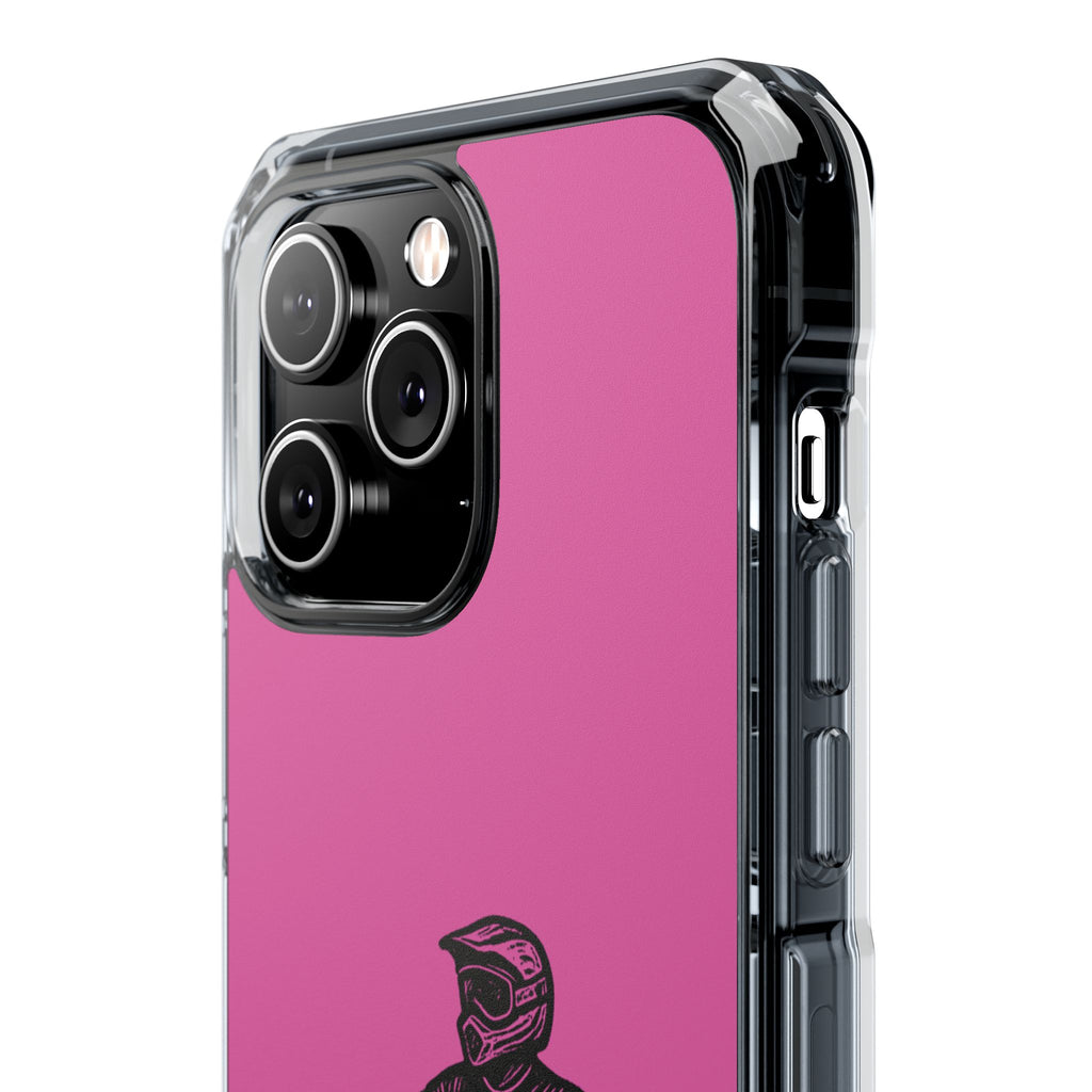 Linocut Dirt Bike Phone Case — Magnetic Clear Impact Case