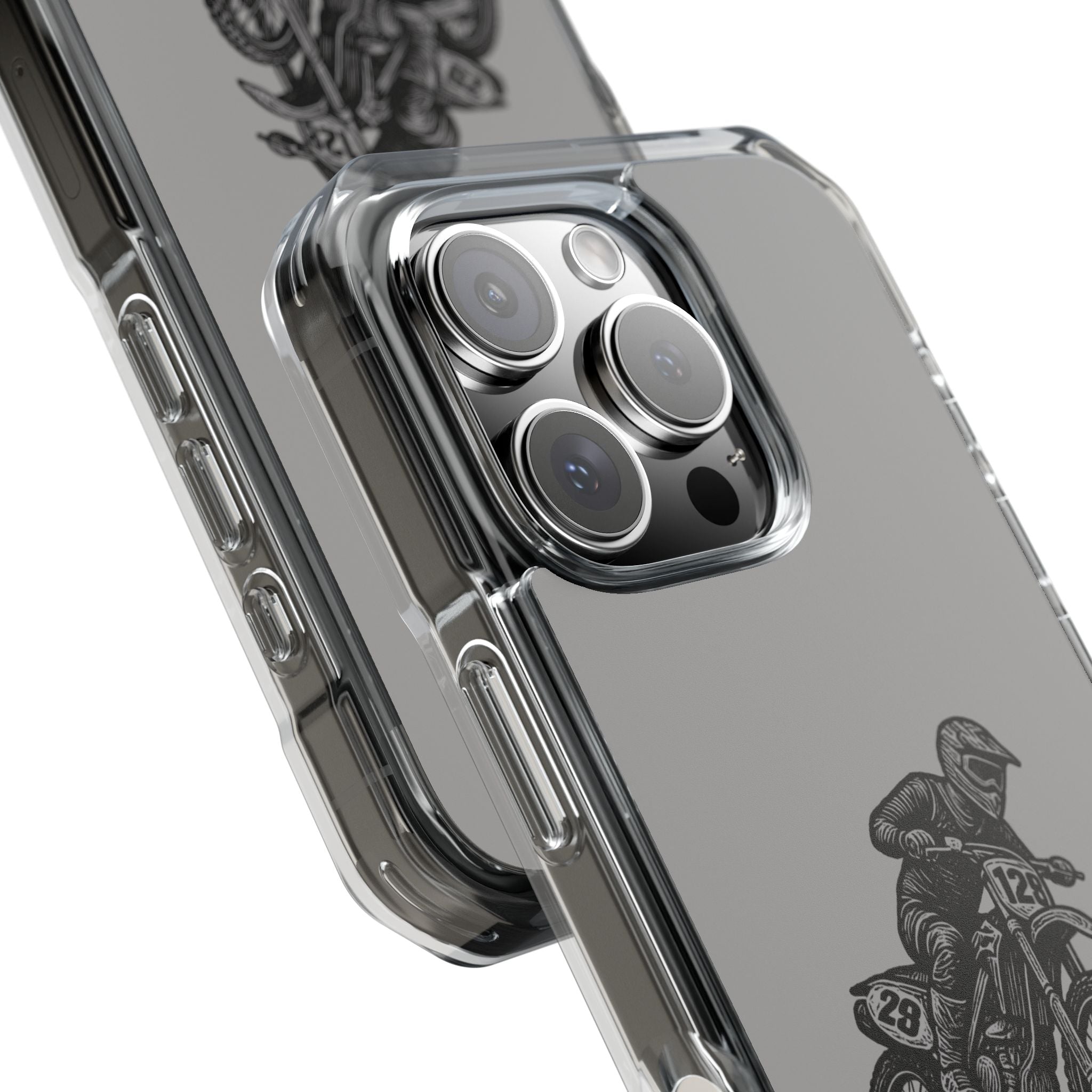 Dirt Bike Cornering Phone Case — Magnetic Clear Impact Case