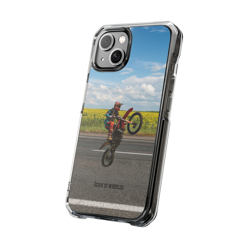 Dirt Bike Wheelie Phone Case — Magnetic Clear Impact Case
