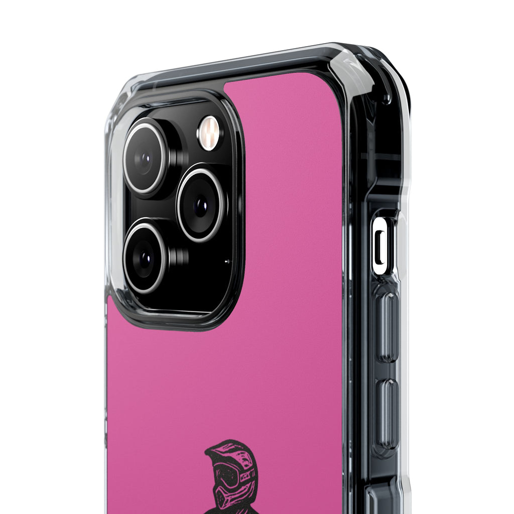 Linocut Dirt Bike Phone Case — Magnetic Clear Impact Case
