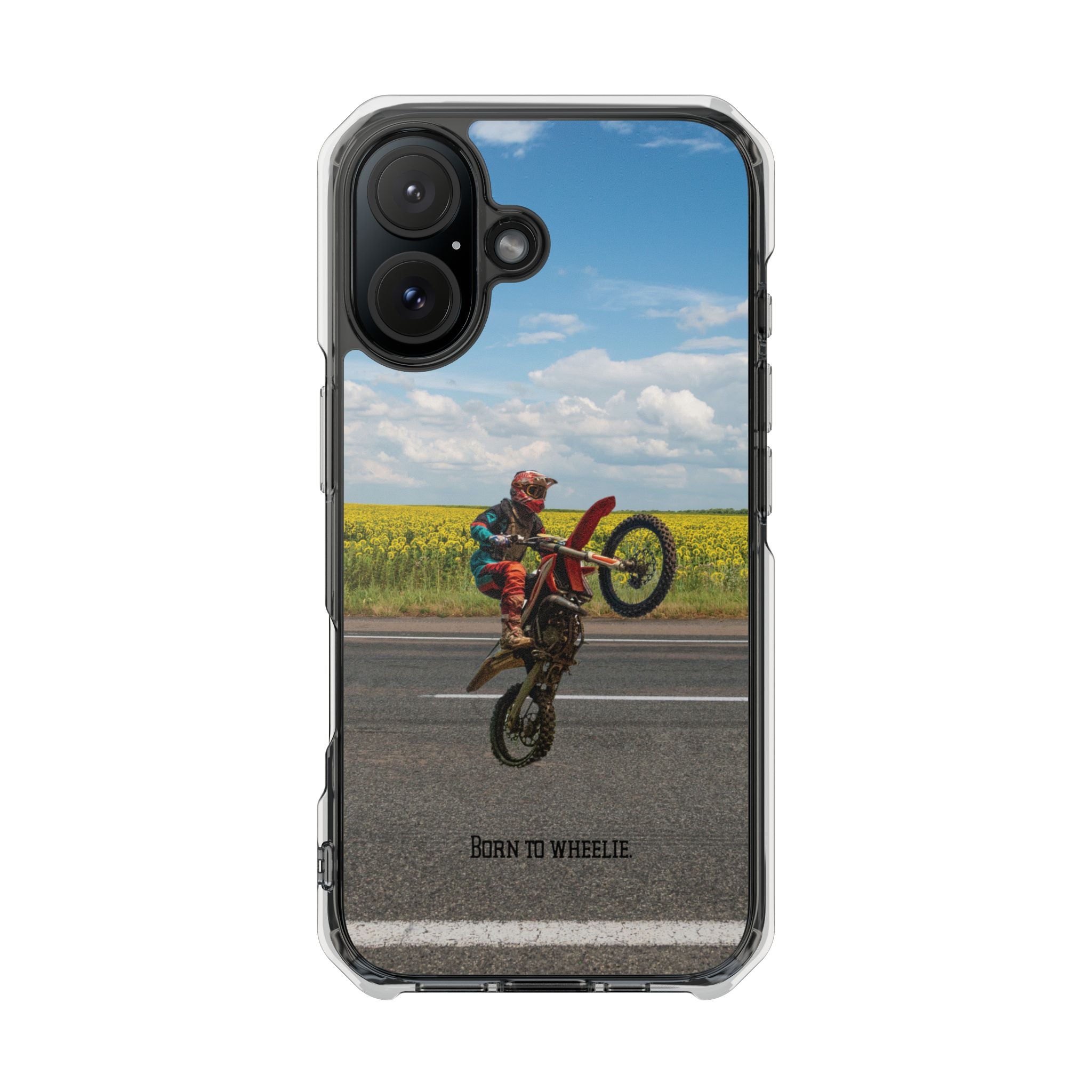 Dirt Bike Wheelie Phone Case — Magnetic Clear Impact Case