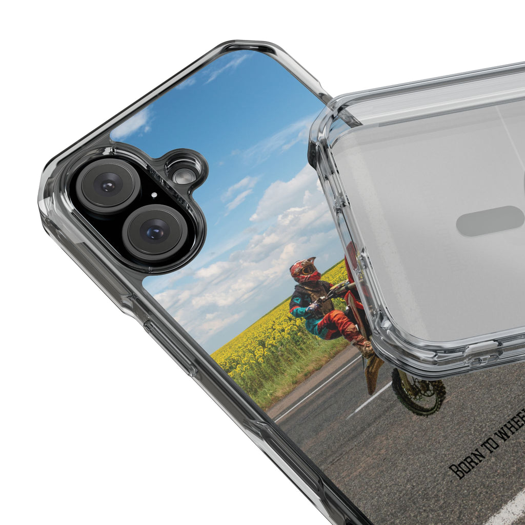 Dirt Bike Wheelie Phone Case — Magnetic Clear Impact Case