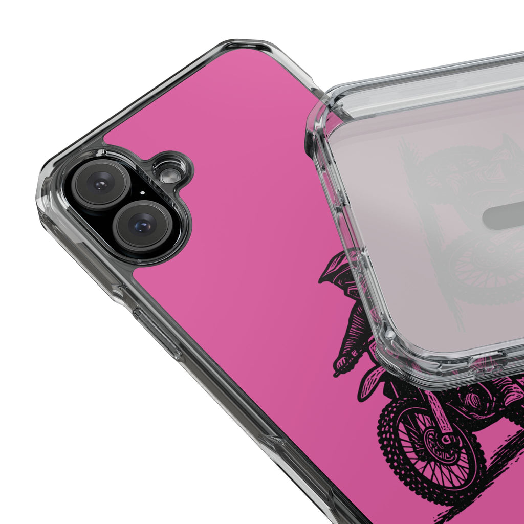 Linocut Dirt Bike Phone Case — Magnetic Clear Impact Case
