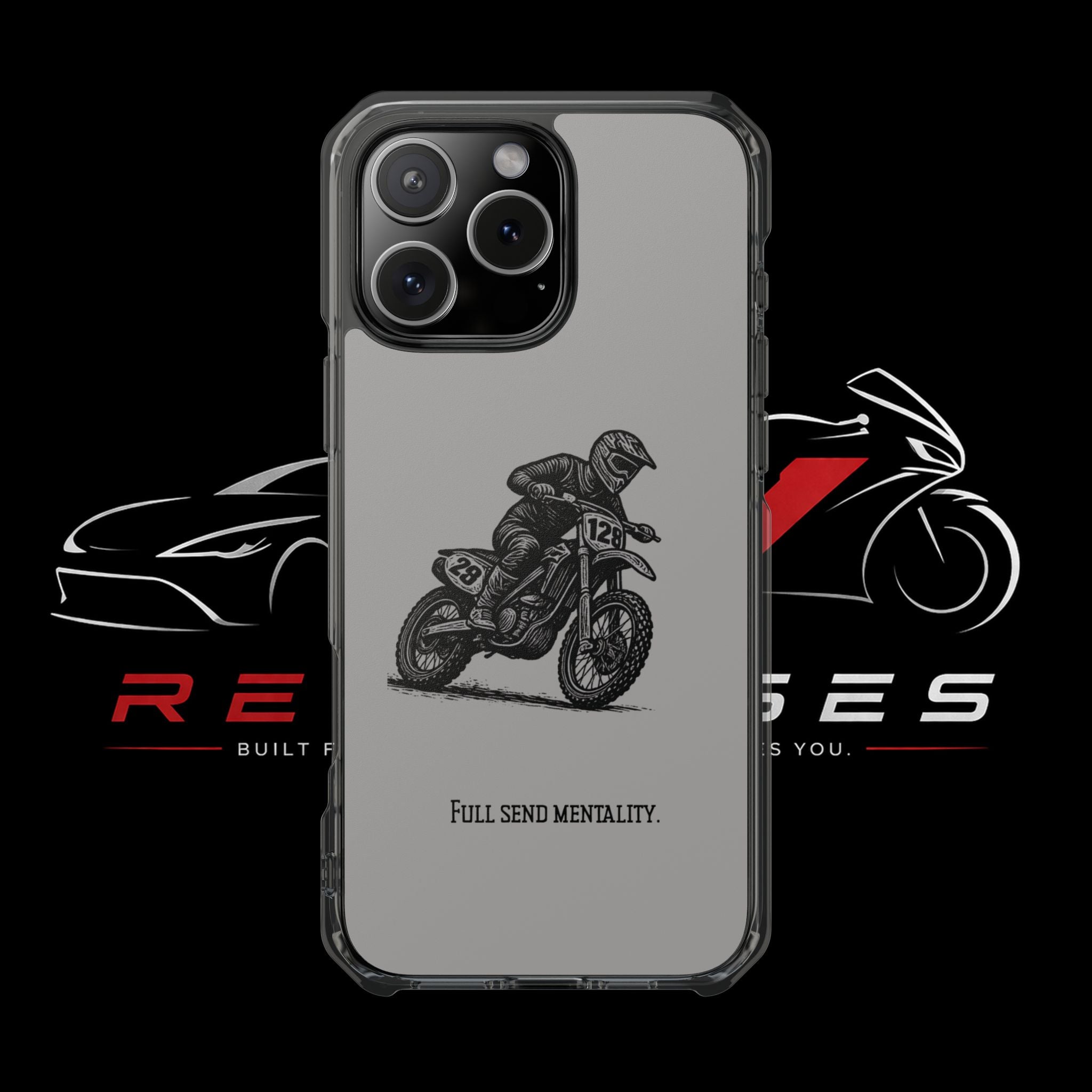 Dirt Bike Cornering Phone Case — Magnetic Clear Impact Case