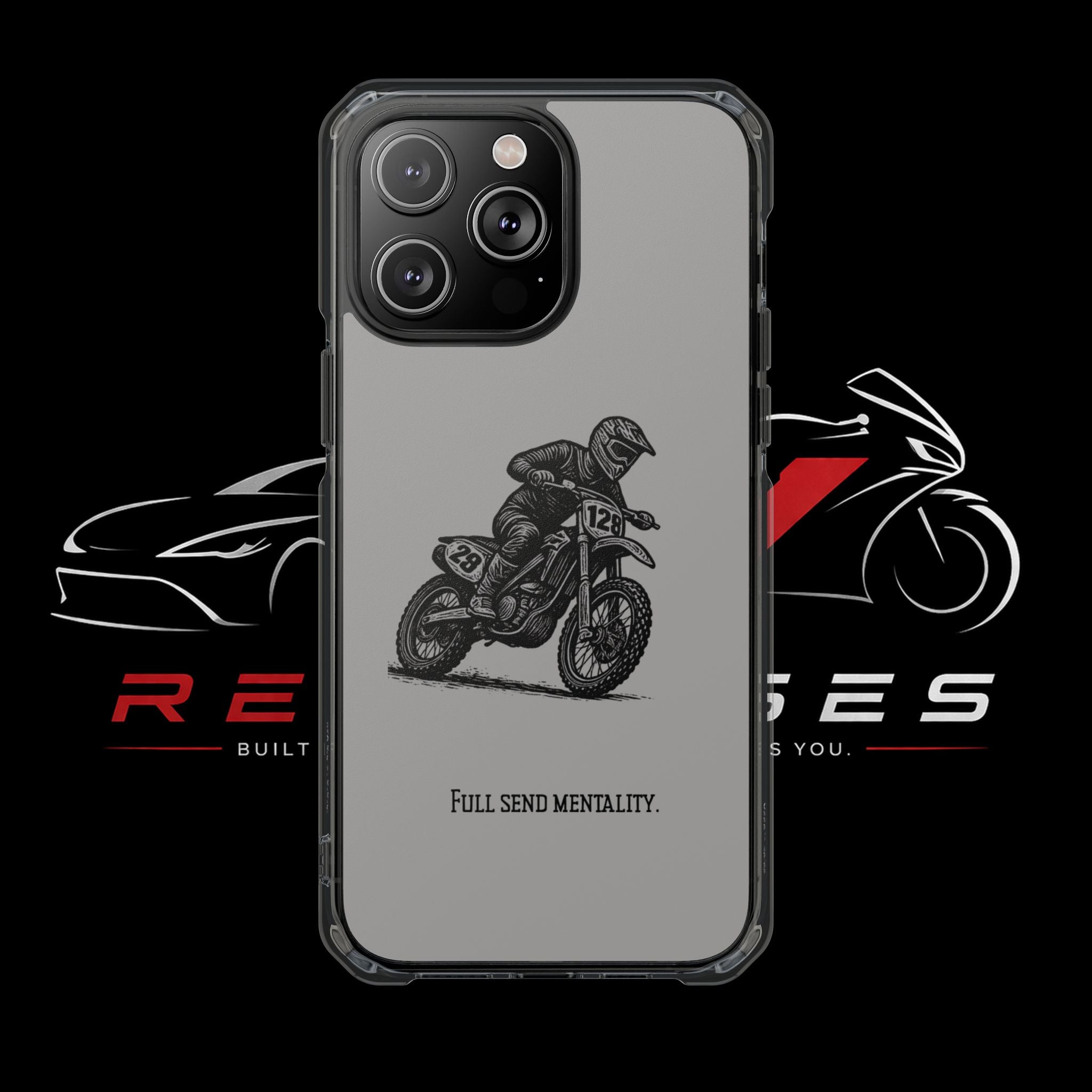 Dirt Bike Cornering Phone Case — Magnetic Clear Impact Case