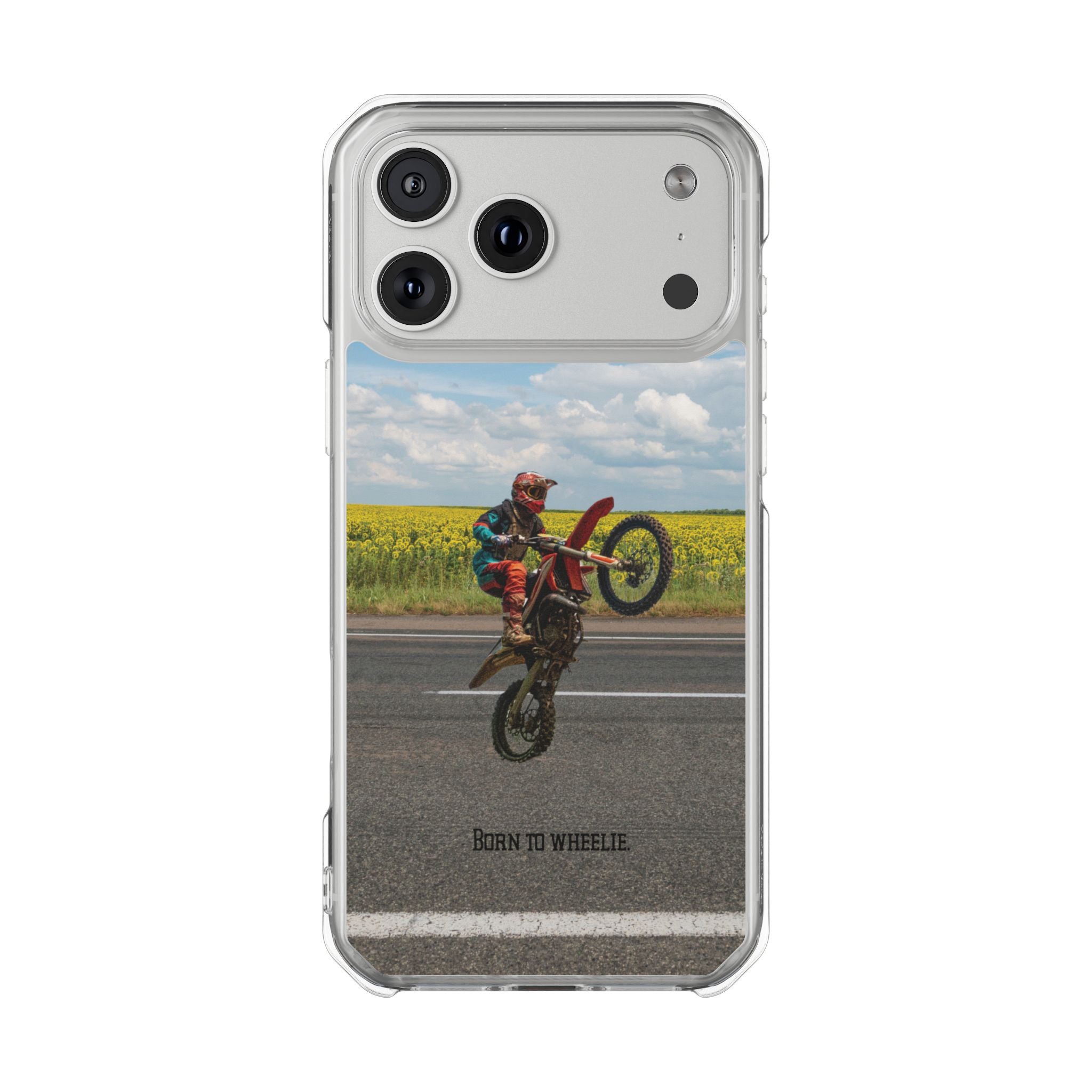 Dirt Bike Wheelie Phone Case — Magnetic Clear Impact Case
