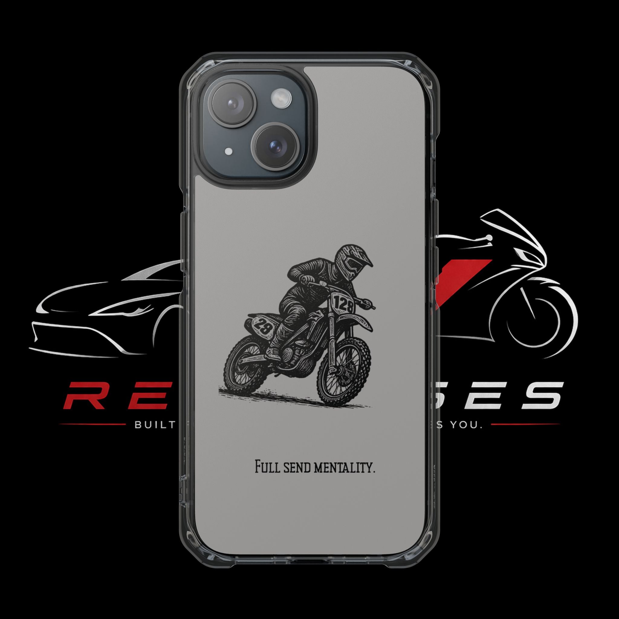 Dirt Bike Cornering Phone Case — Magnetic Clear Impact Case