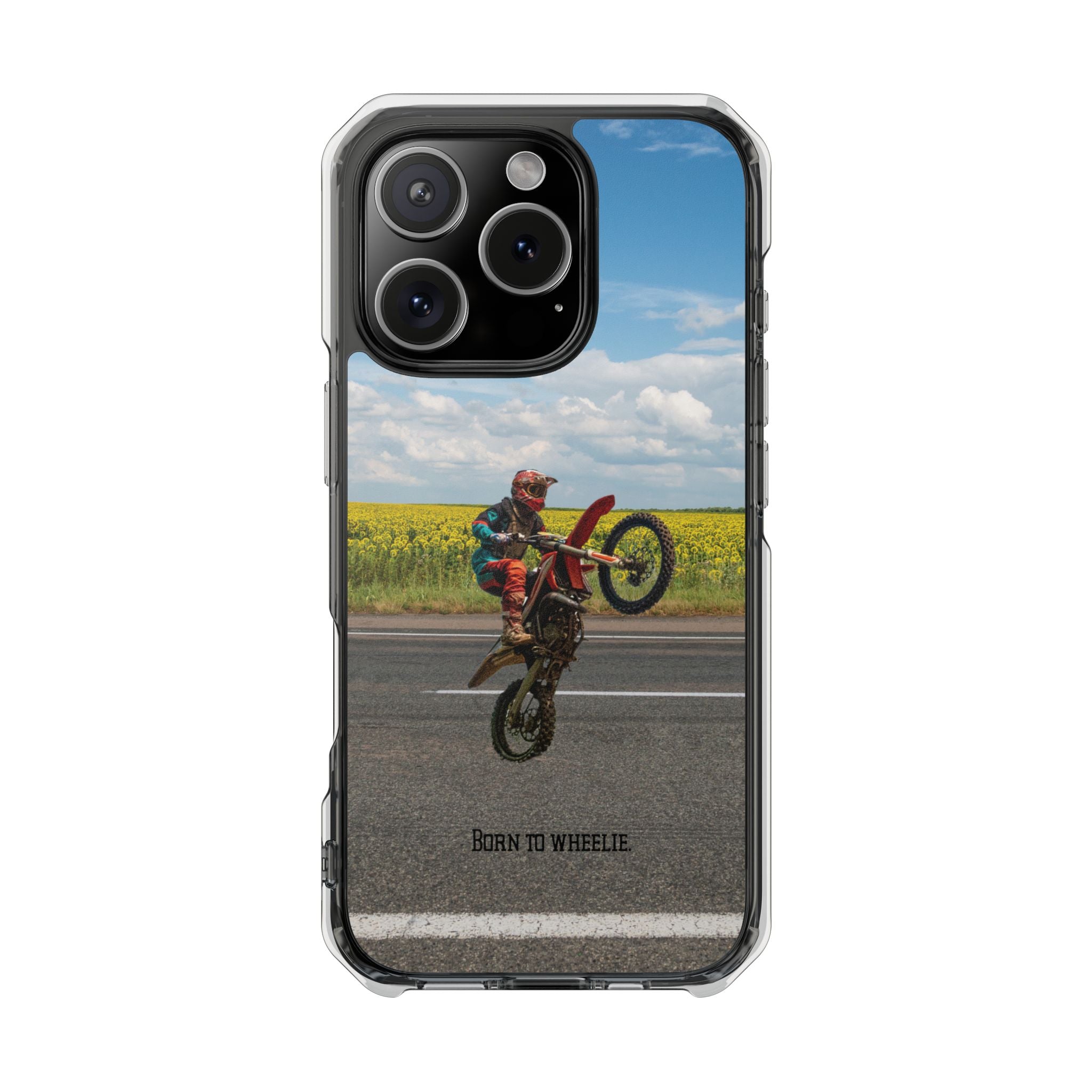 Dirt Bike Wheelie Phone Case — Magnetic Clear Impact Case