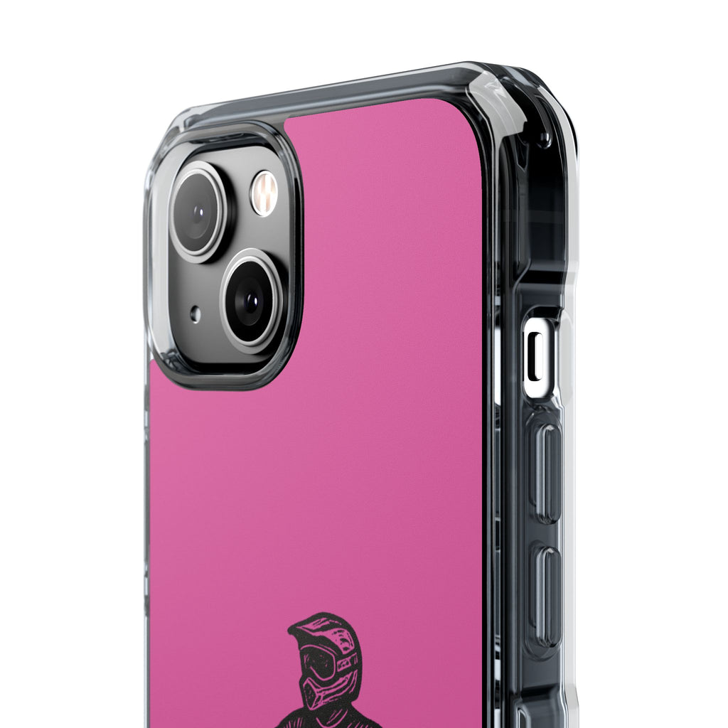 Linocut Dirt Bike Phone Case — Magnetic Clear Impact Case