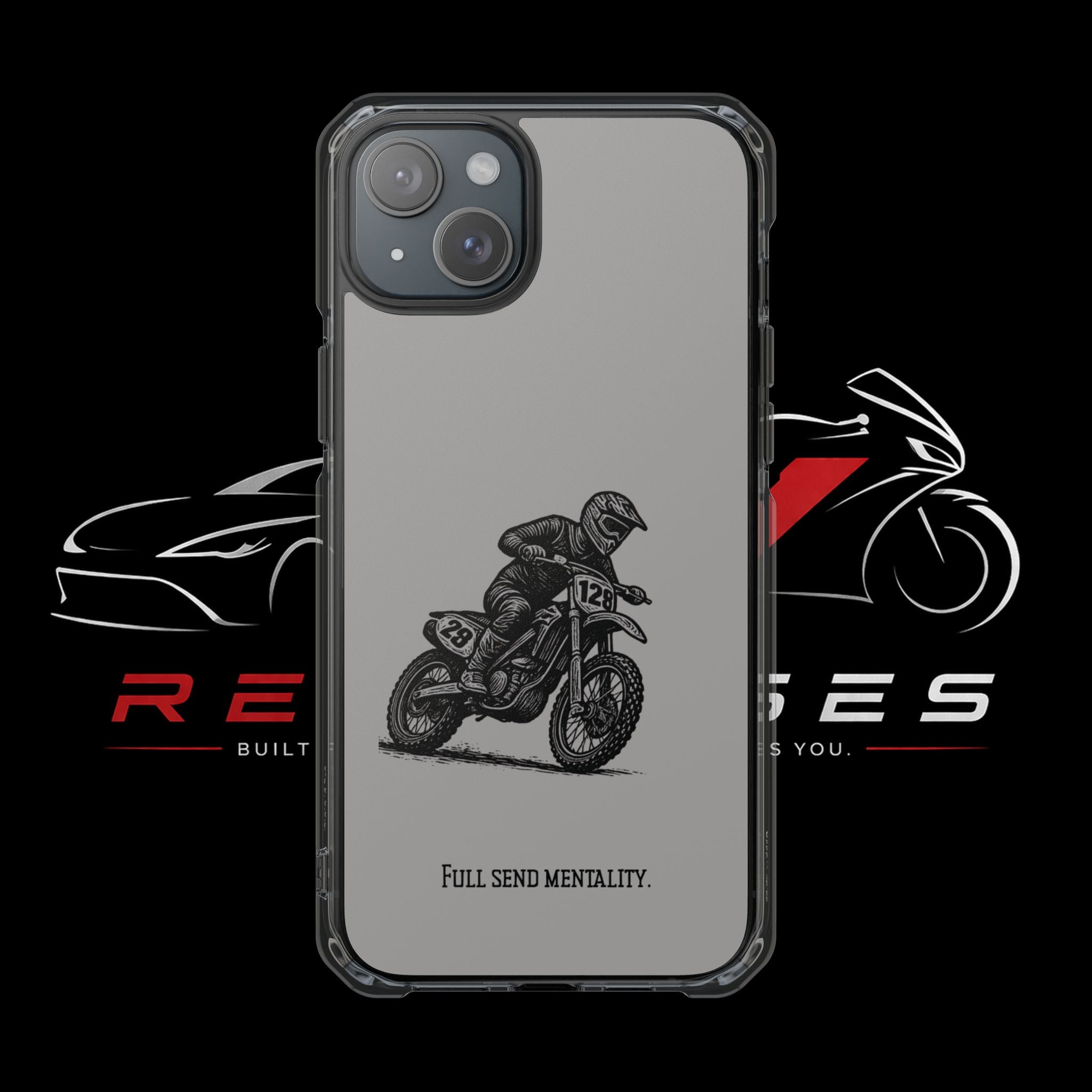 Dirt Bike Cornering Phone Case — Magnetic Clear Impact Case