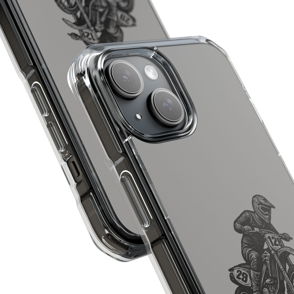 Dirt Bike Cornering Phone Case — Magnetic Clear Impact Case