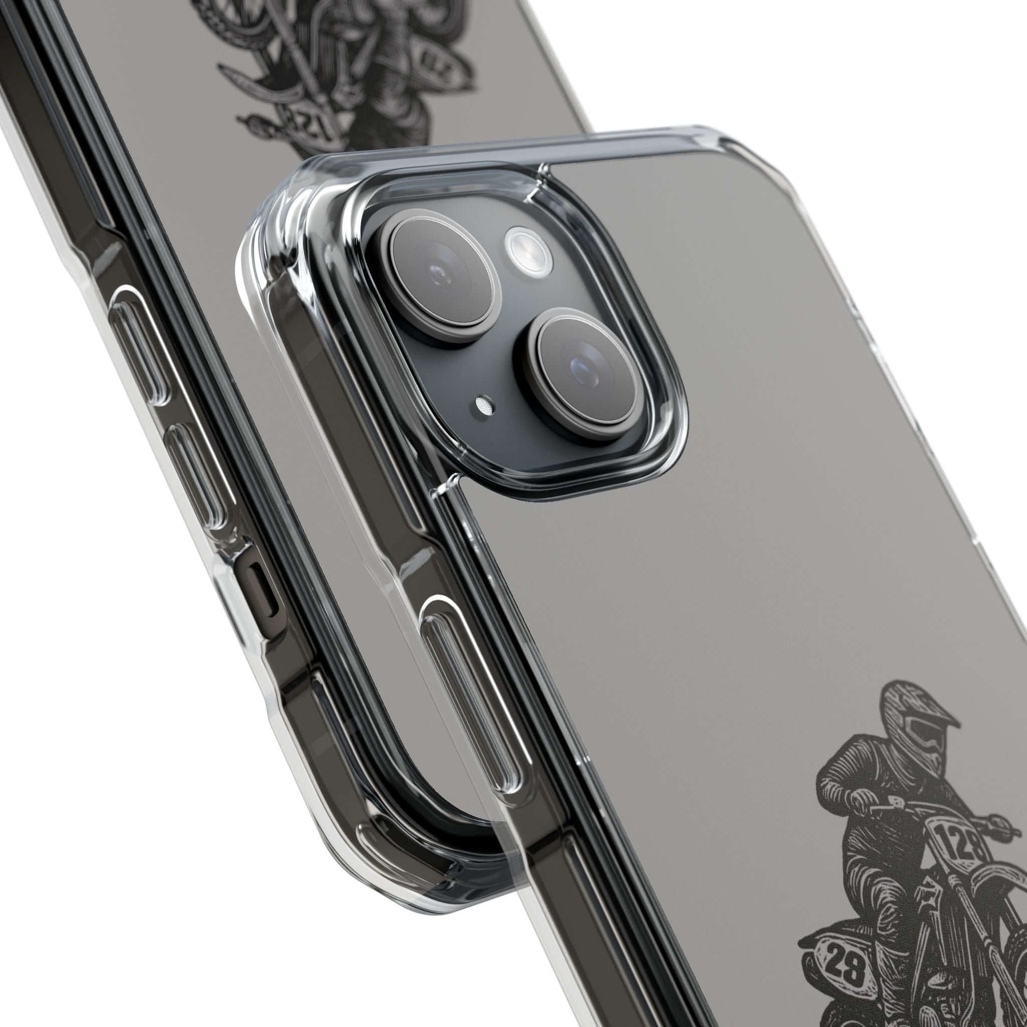 Dirt Bike Cornering Phone Case — Magnetic Clear Impact Case