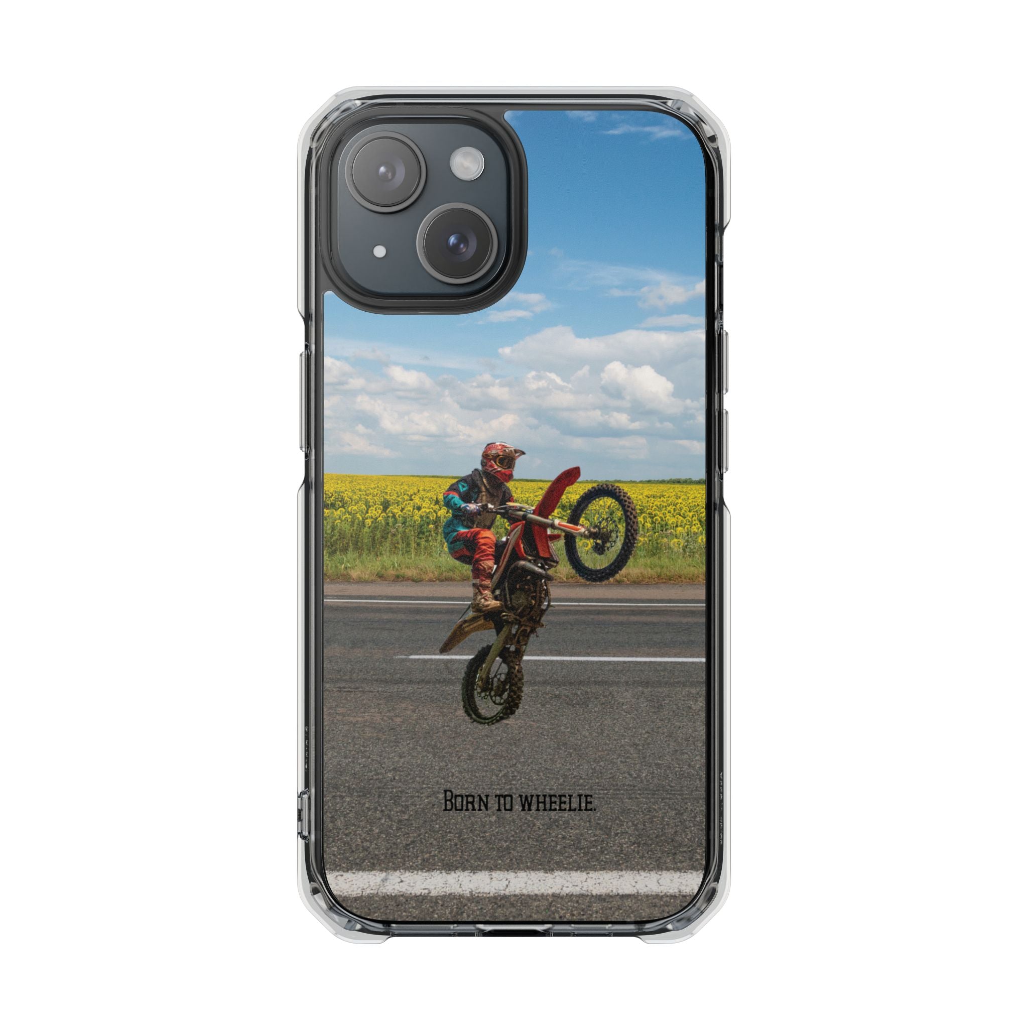 Dirt Bike Wheelie Phone Case — Magnetic Clear Impact Case