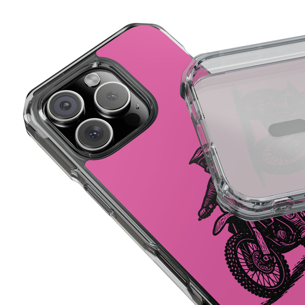 Linocut Dirt Bike Phone Case — Magnetic Clear Impact Case