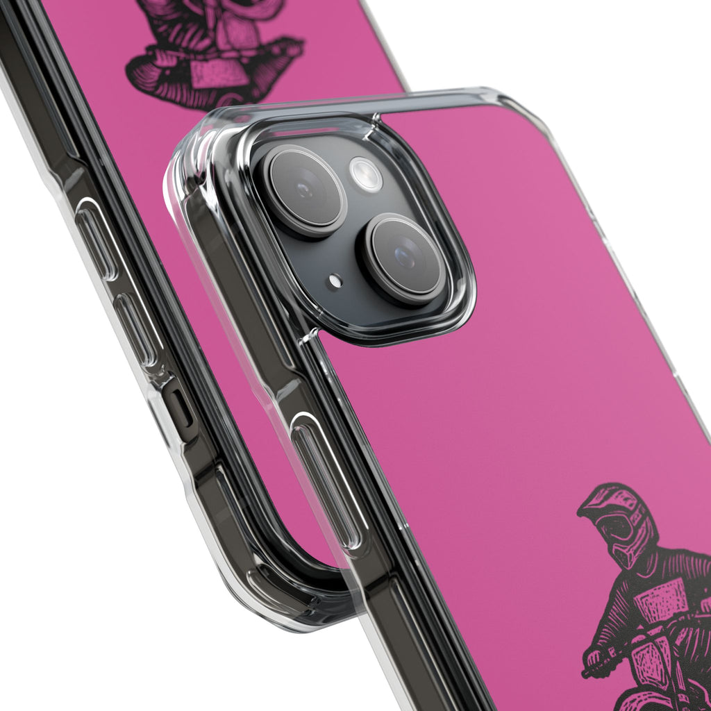 Linocut Dirt Bike Phone Case — Magnetic Clear Impact Case
