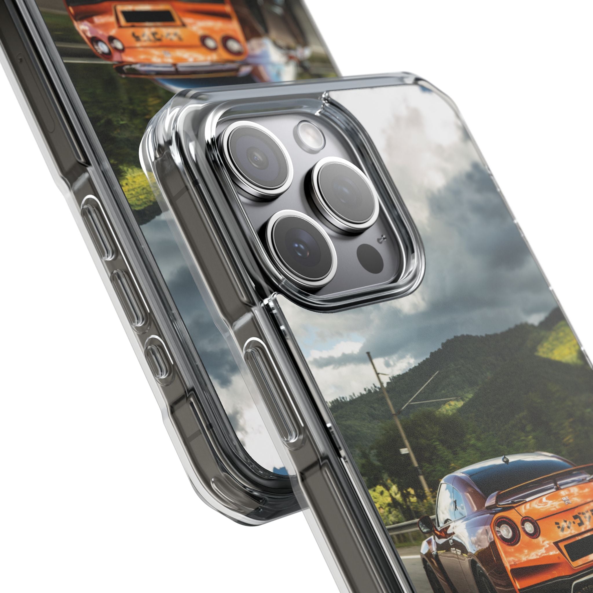 Racing Vibes Clear Magnetic Phone Case — Fast Car Design