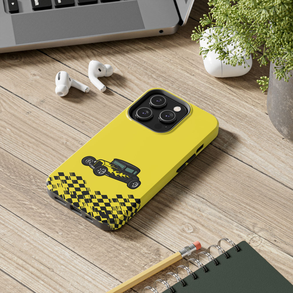 Yellow Classic Car Phone Case — Retro Vintage Auto Protective Cover
