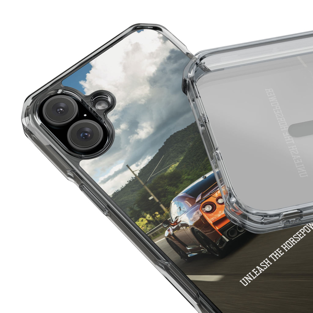 Racing Vibes Clear Magnetic Phone Case — Fast Car Design