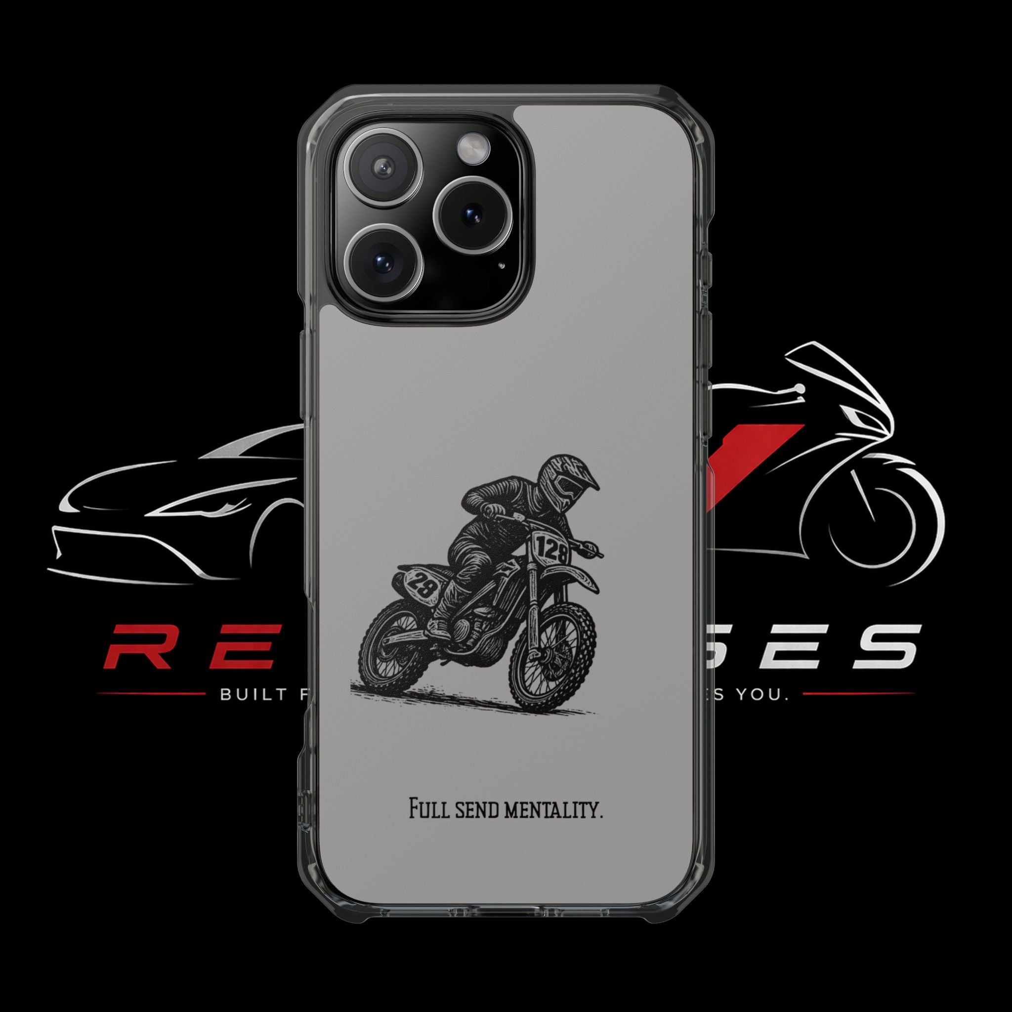 Dirt Bike Cornering Phone Case — Magnetic Clear Impact Case