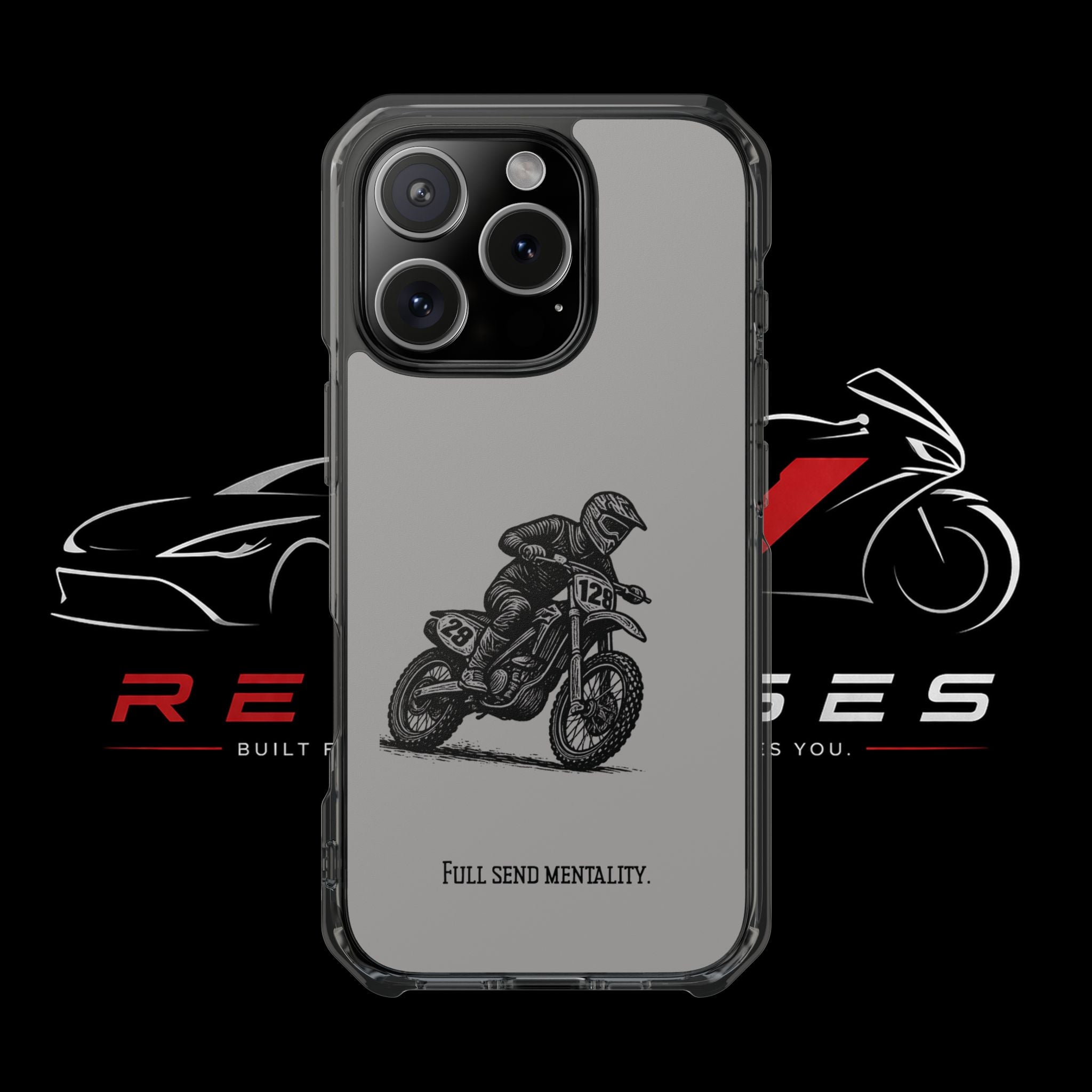 Dirt Bike Cornering Phone Case — Magnetic Clear Impact Case