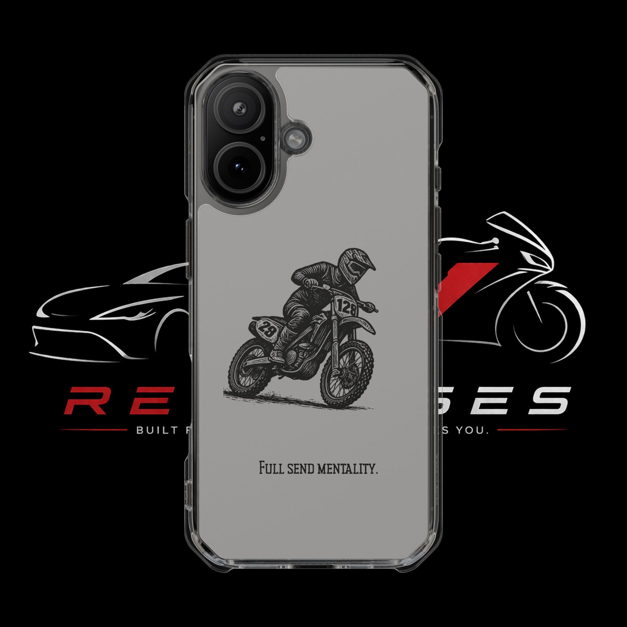 Dirt Bike Cornering Phone Case — Magnetic Clear Impact Case