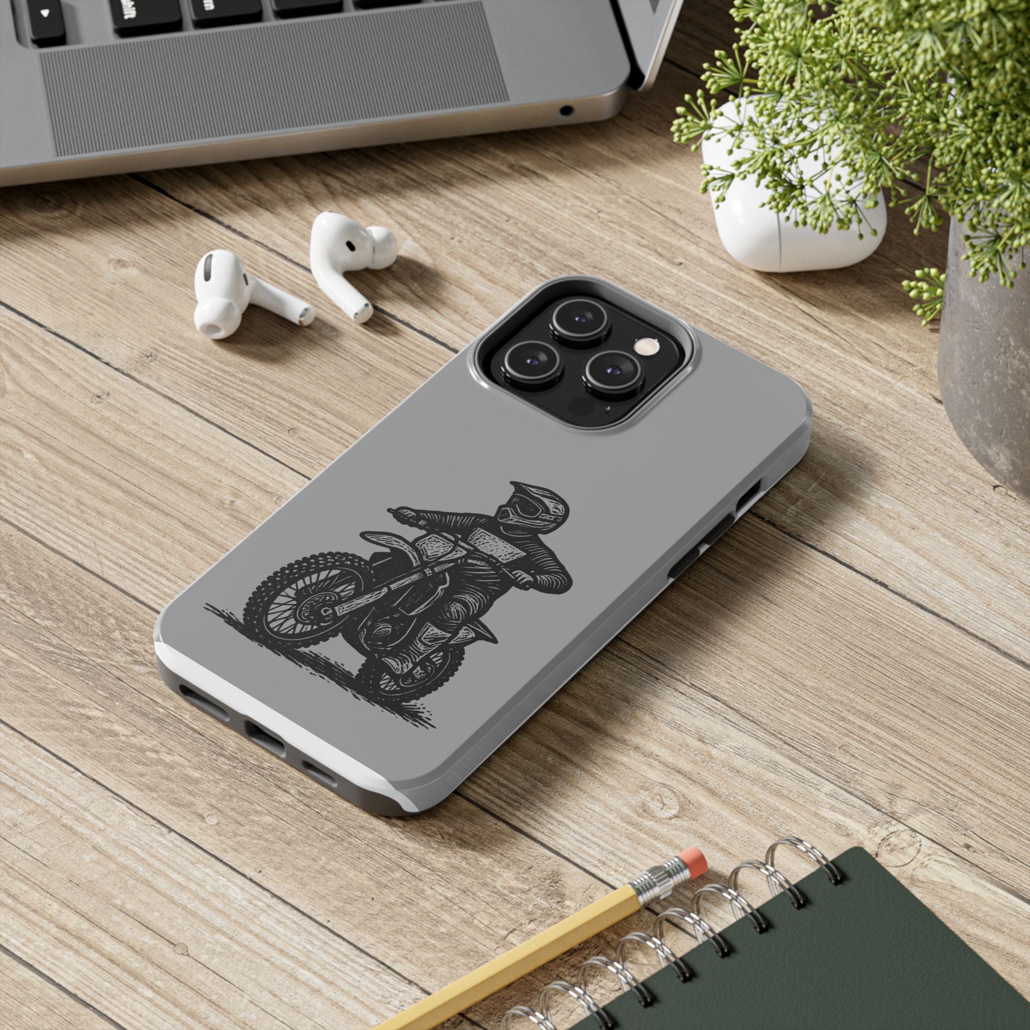 Grey Dirtbike Tough Phone Case