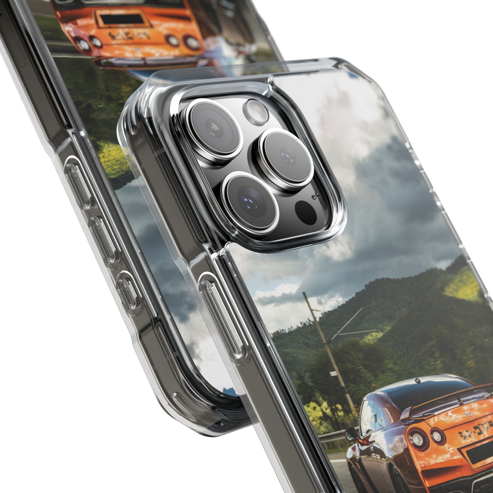 Racing Vibes Clear Magnetic Phone Case — Fast Car Design