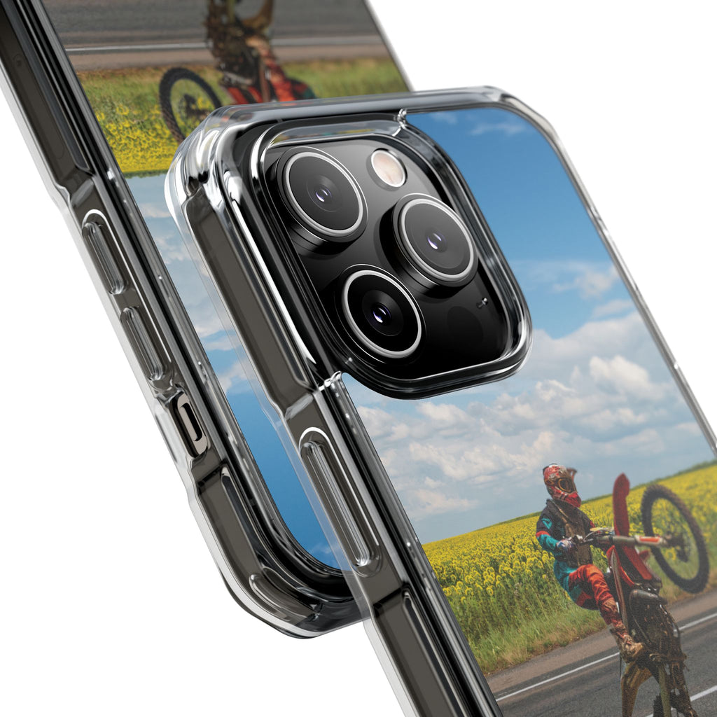 Dirt Bike Wheelie Phone Case — Magnetic Clear Impact Case