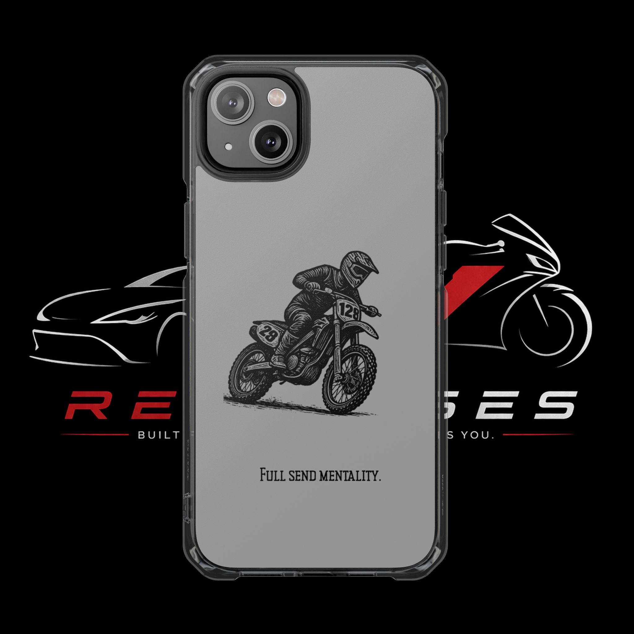 Dirt Bike Cornering Phone Case — Magnetic Clear Impact Case