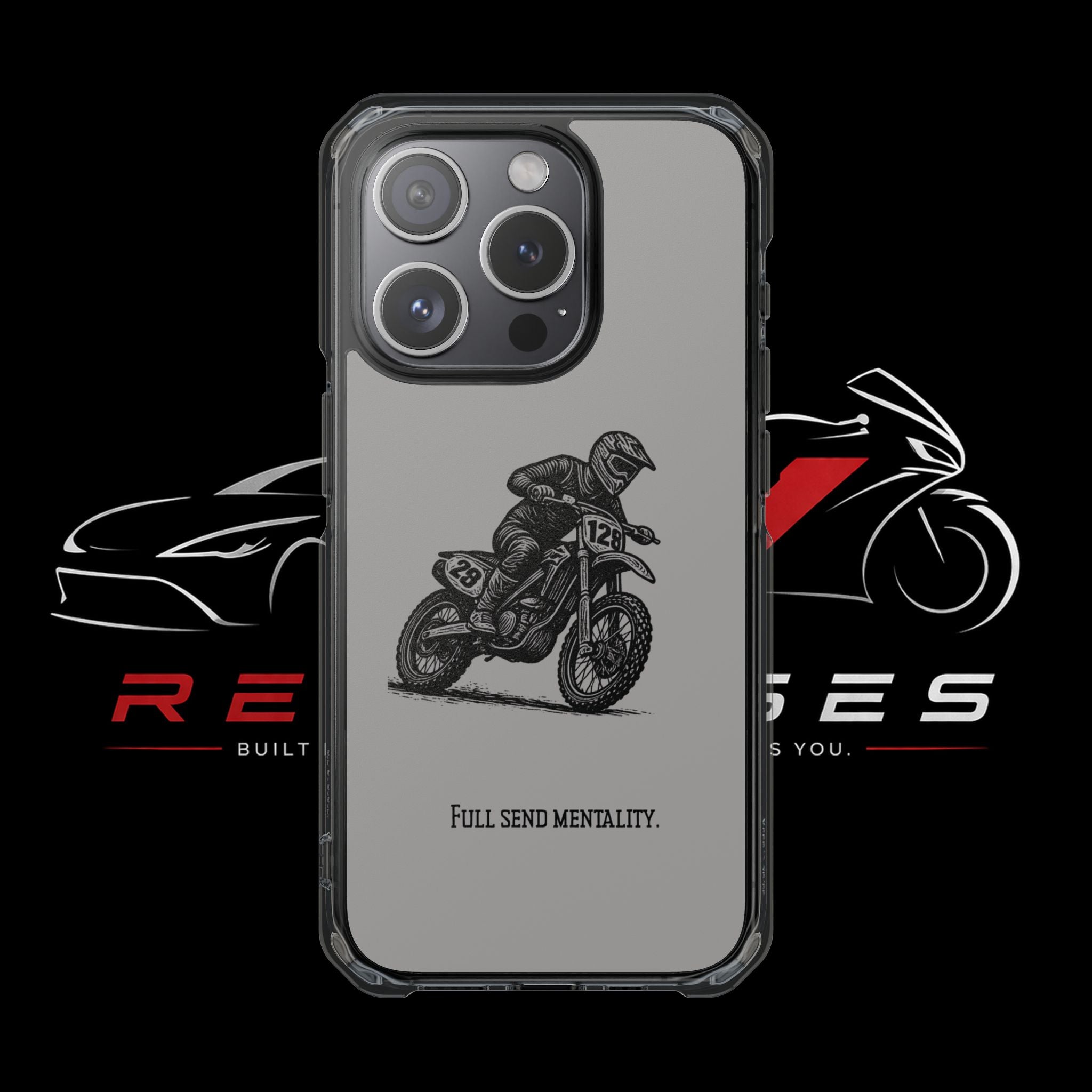 Dirt Bike Cornering Phone Case — Magnetic Clear Impact Case