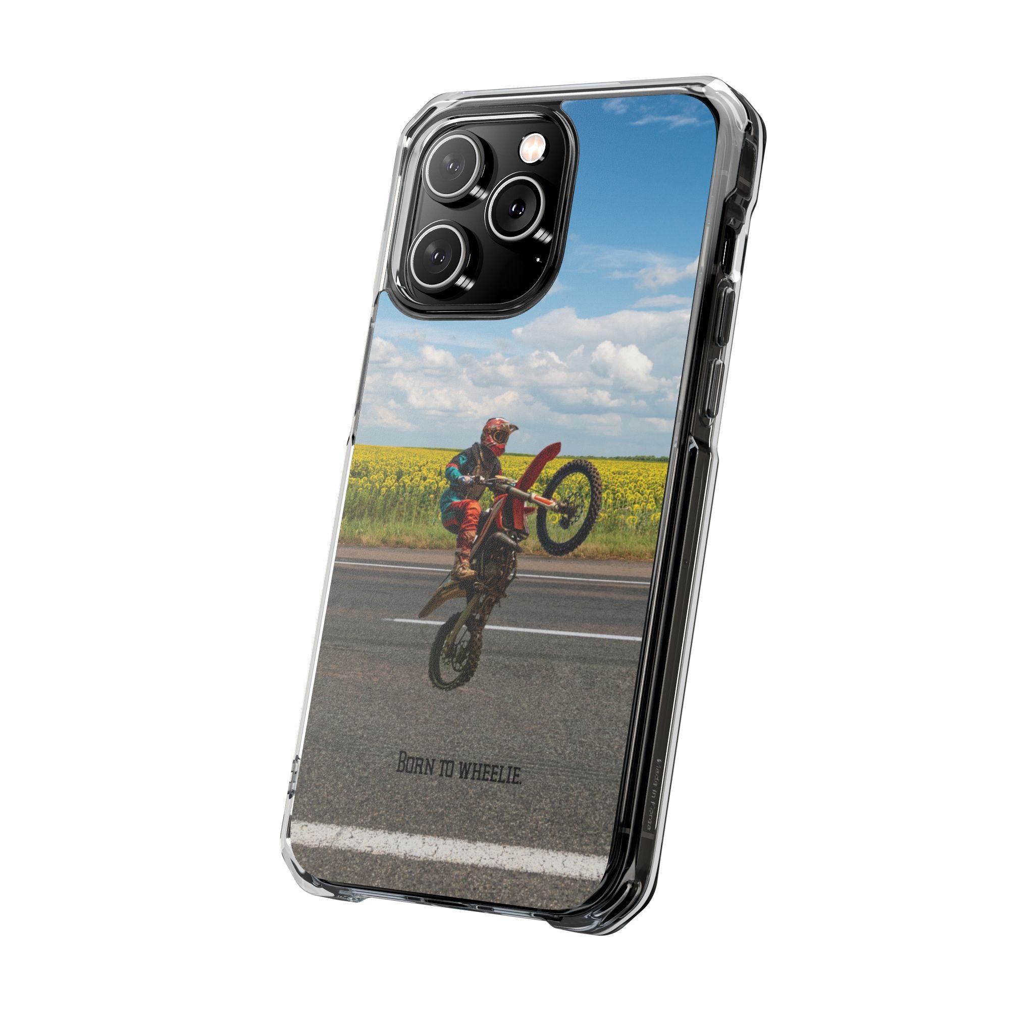 Dirt Bike Wheelie Phone Case — Magnetic Clear Impact Case