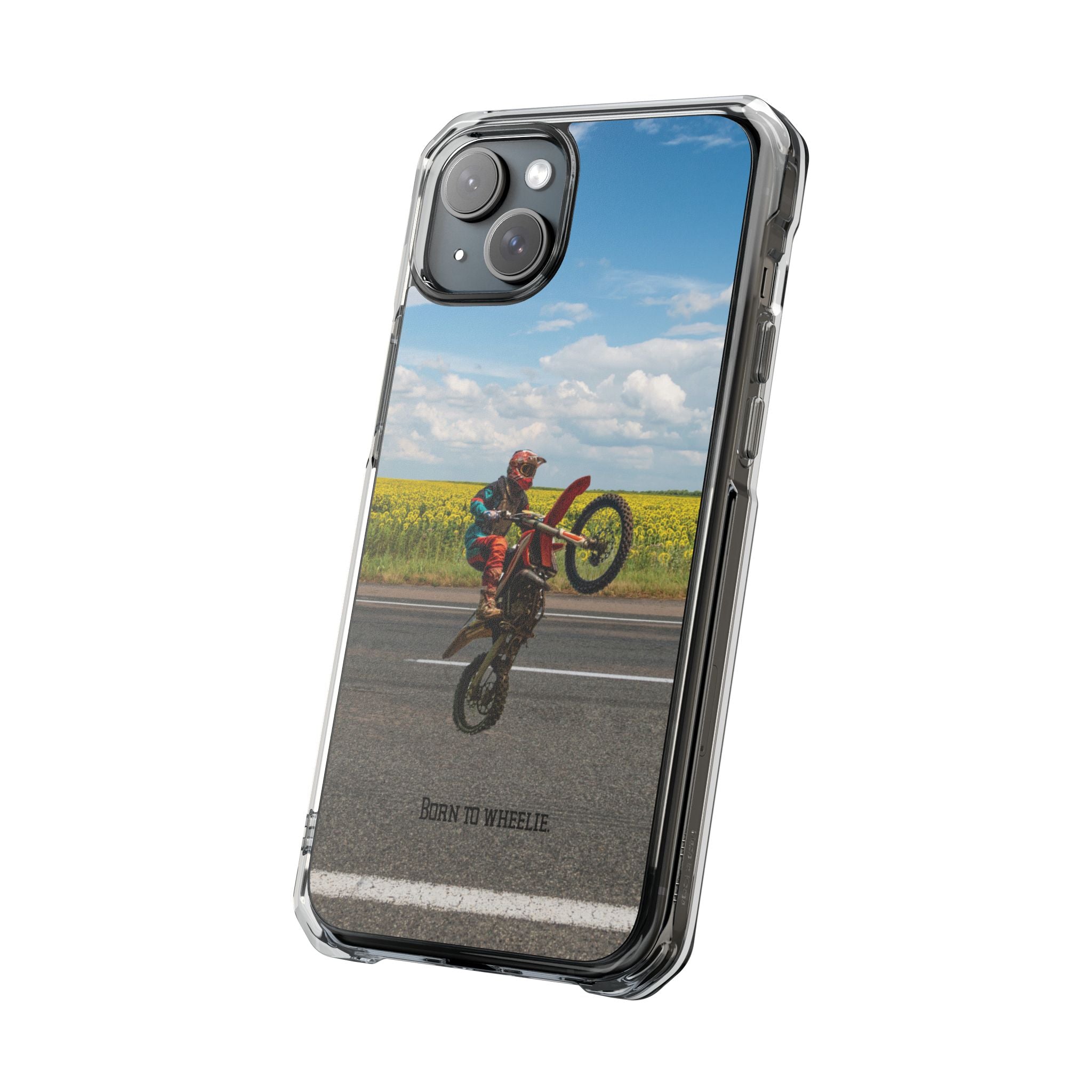 Dirt Bike Wheelie Phone Case — Magnetic Clear Impact Case