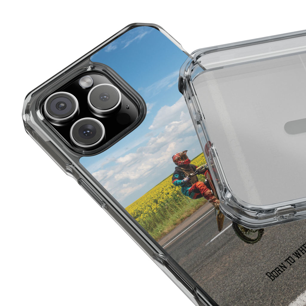 Dirt Bike Wheelie Phone Case — Magnetic Clear Impact Case