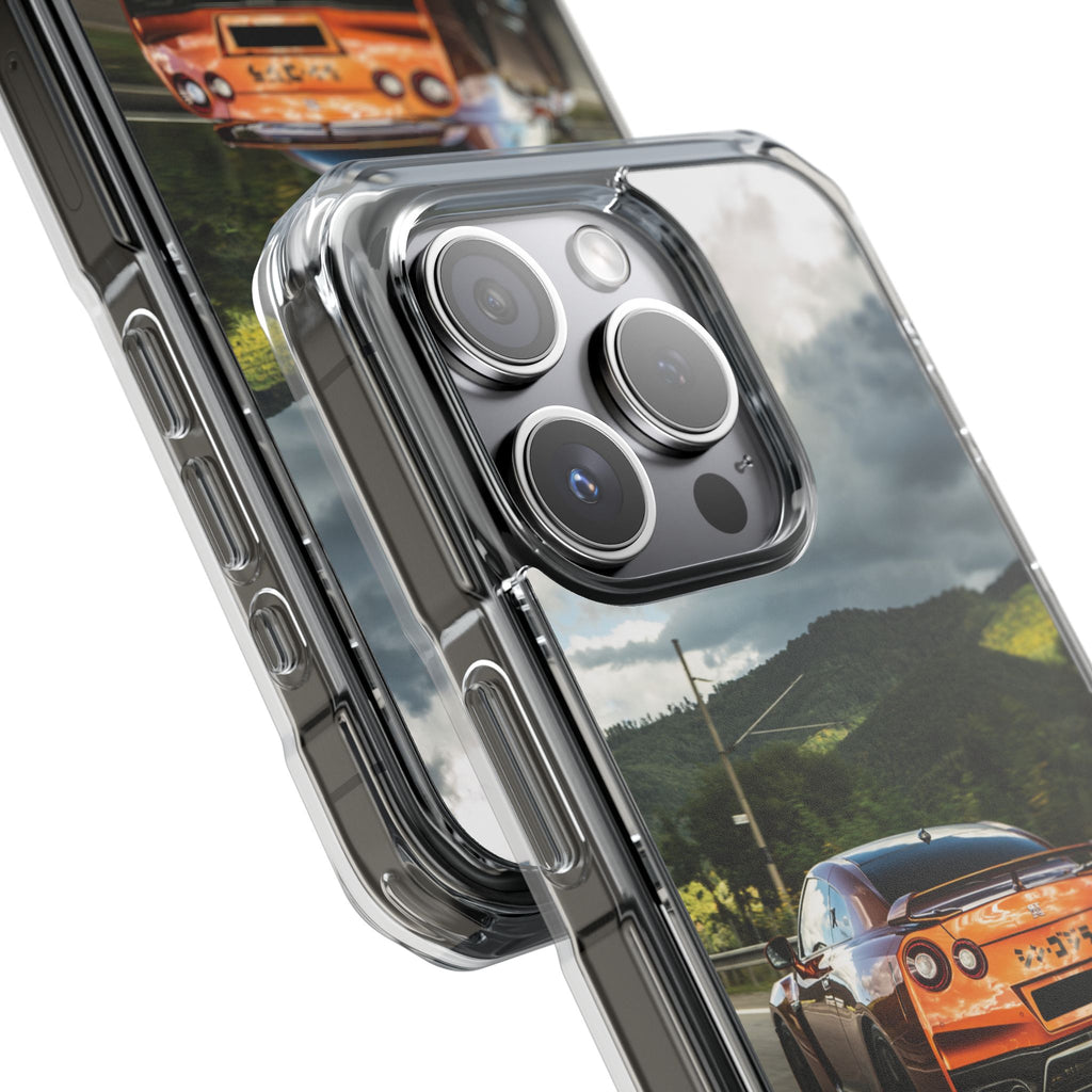 Racing Vibes Clear Magnetic Phone Case — Fast Car Design