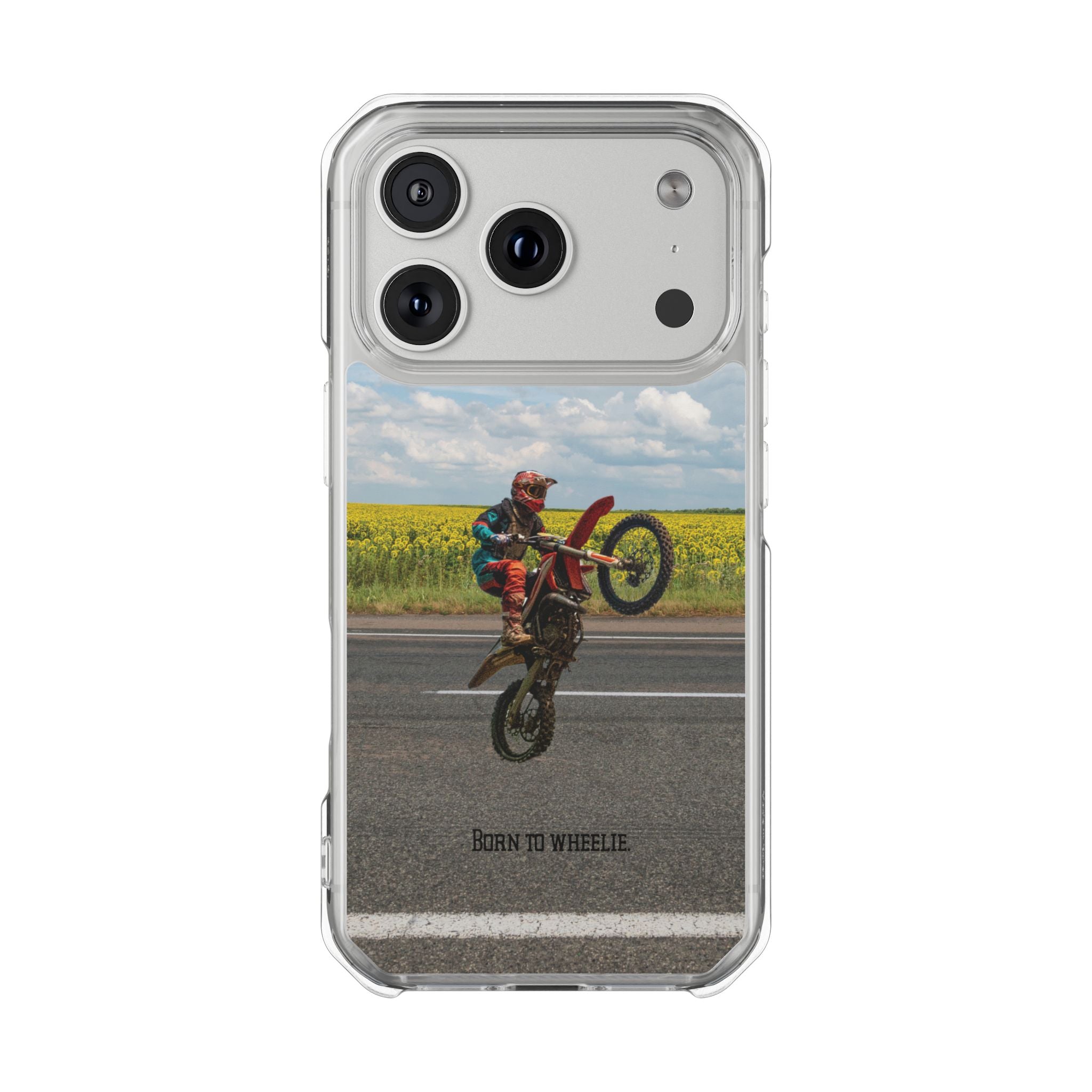 Dirt Bike Wheelie Phone Case — Magnetic Clear Impact Case