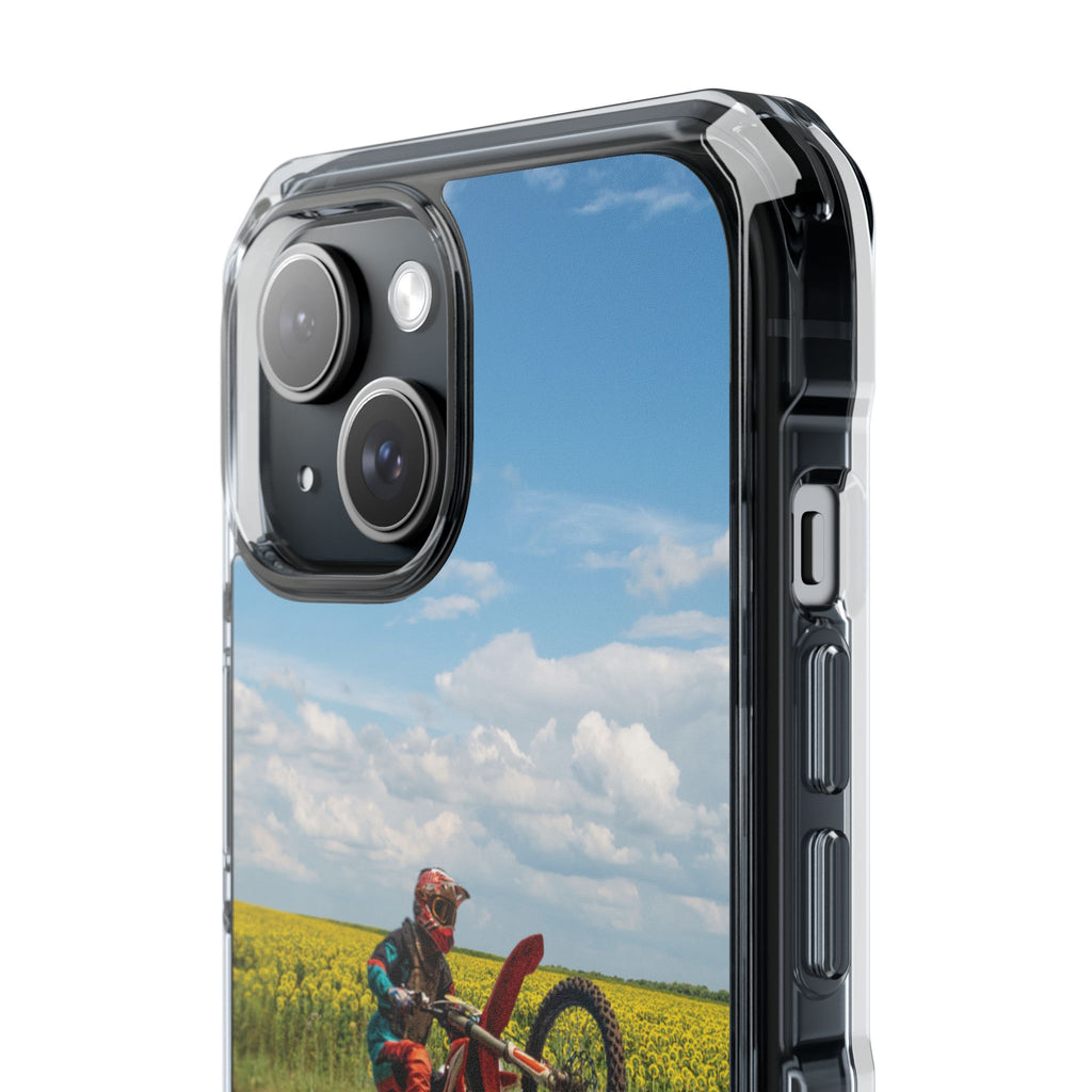 Dirt Bike Wheelie Phone Case — Magnetic Clear Impact Case