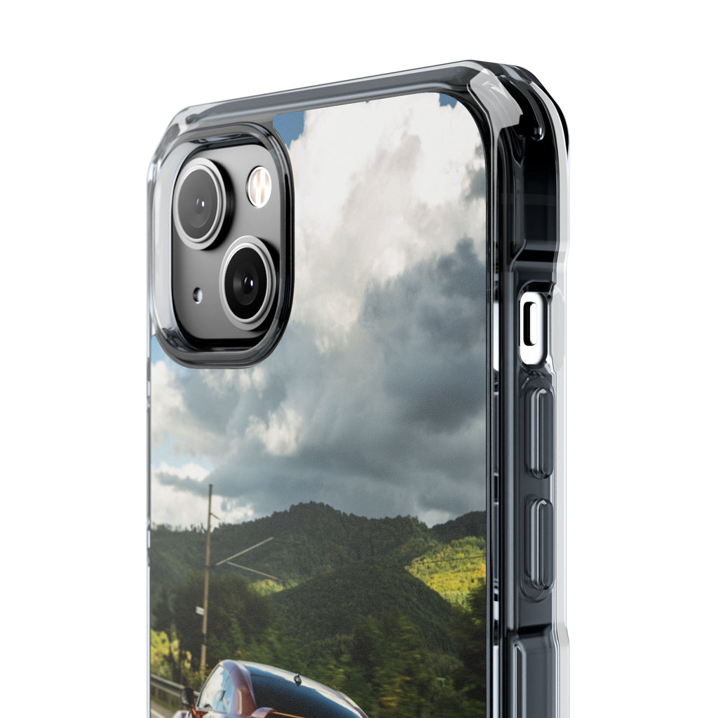 Racing Vibes Clear Magnetic Phone Case — Fast Car Design